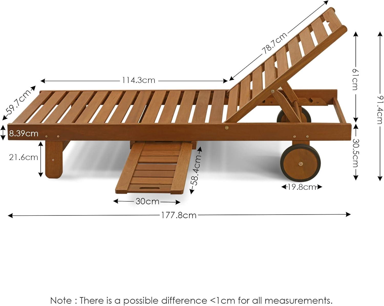 Furinno Tioman Hardwood Outdoor Chaise Lounge - Brown