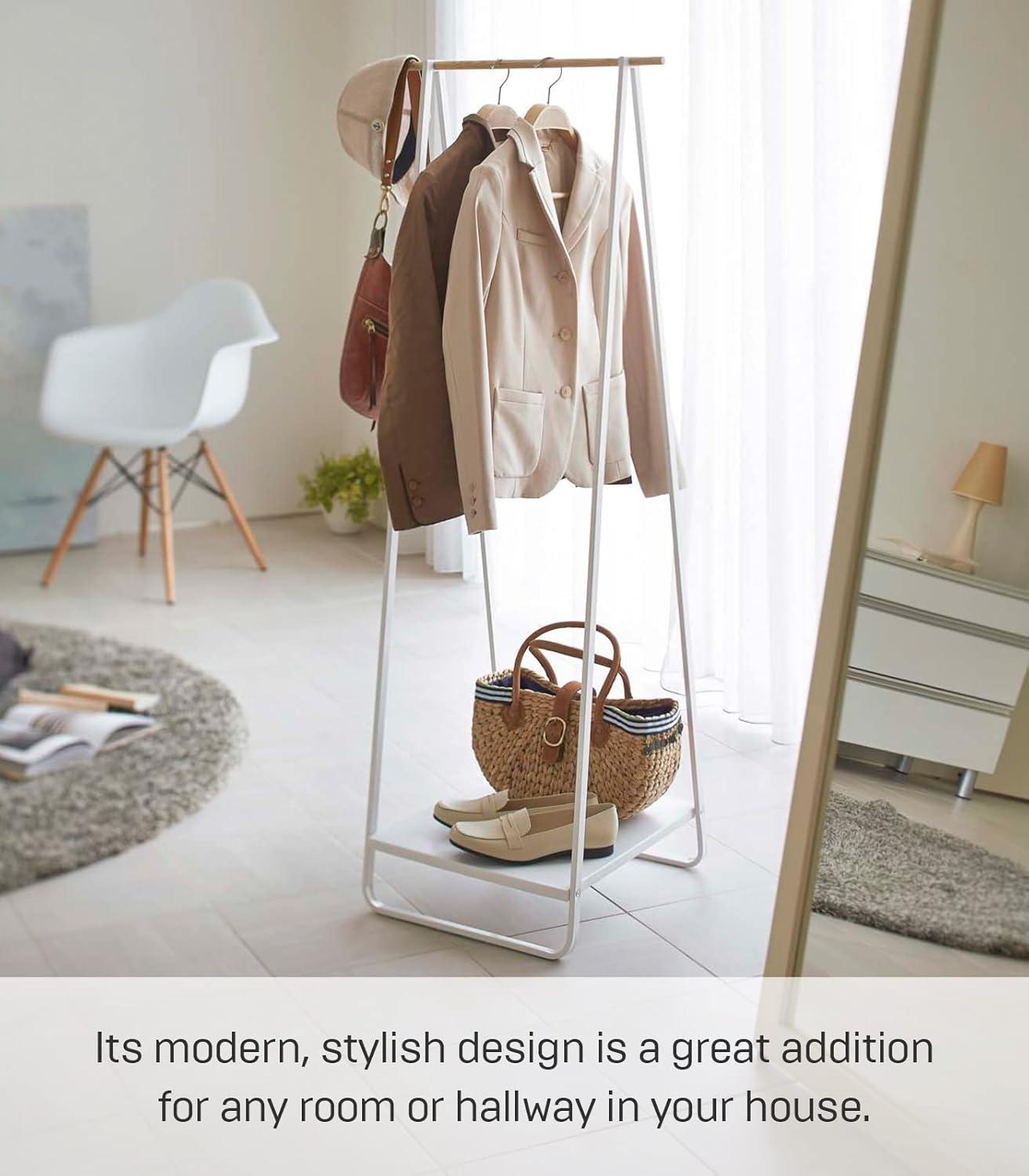 Yamazaki Home Tower Freestanding Coat Hanger Clothes Rack With Shelf, 55" - Steel
