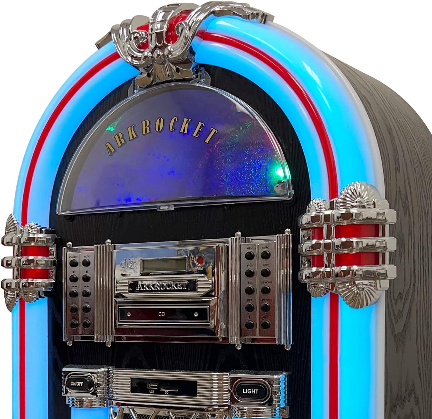 Arkrocket Taurus Jukebox Vinyl Record Player Bluetooth USB SD CD Player Radio Retro Turntable Classic Jukebox (Taurus - Classic)