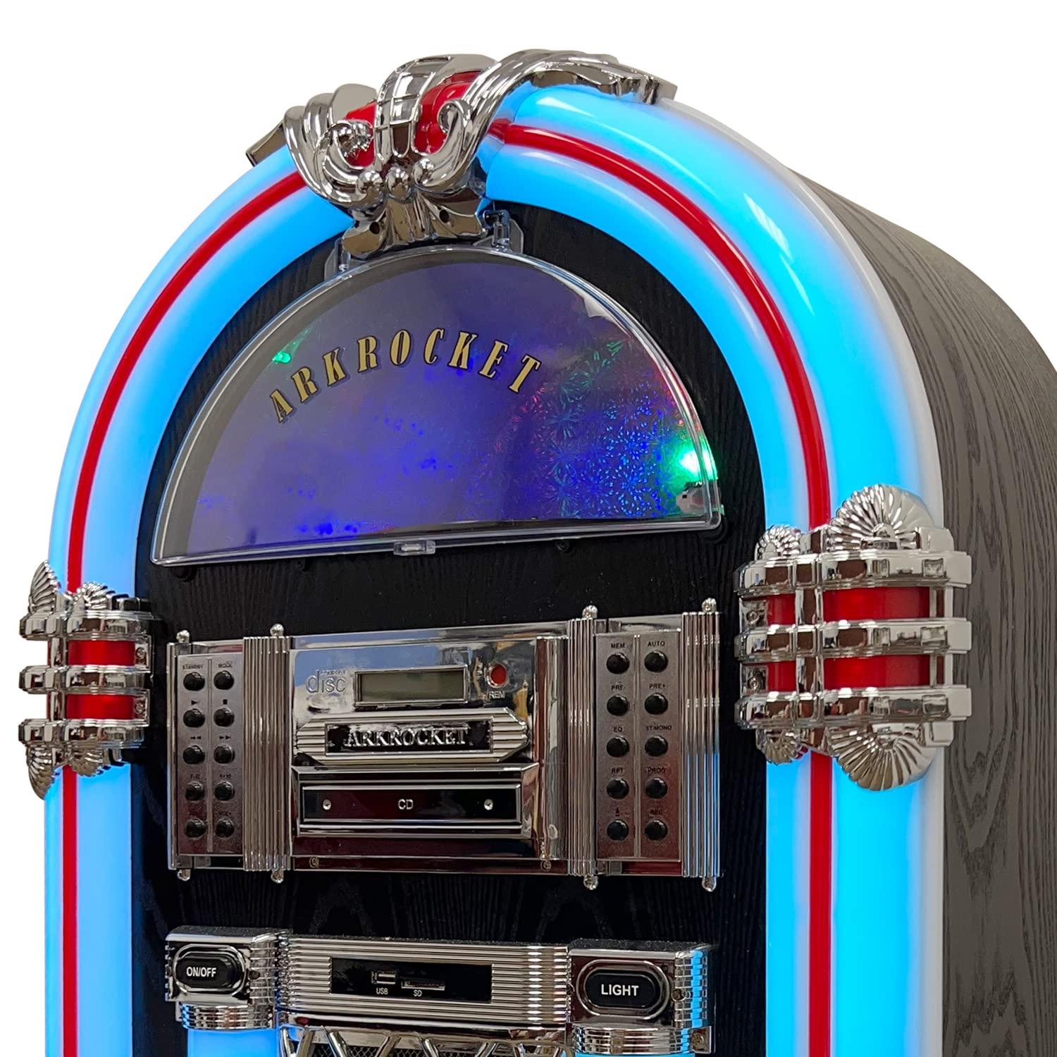 Arkrocket Taurus Jukebox Vinyl Record Player Bluetooth USB SD CD Player Radio Retro Turntable Classic Jukebox (Taurus - Classic)