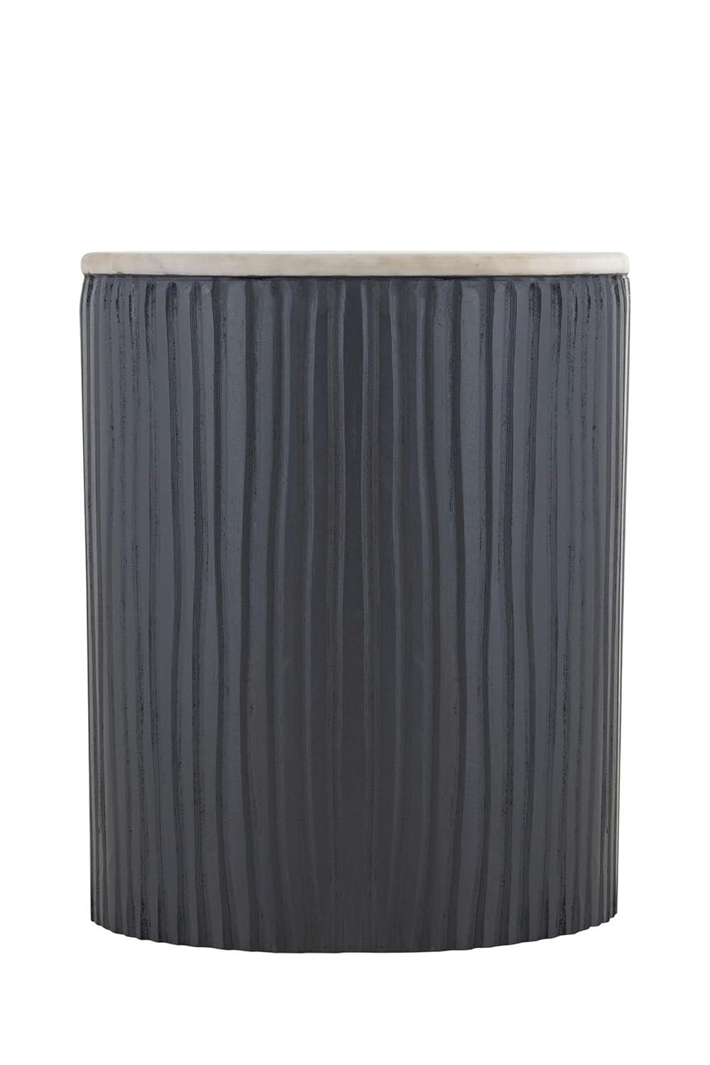 Albany Living 18" Marble Top Wooden Round End Table in Gray