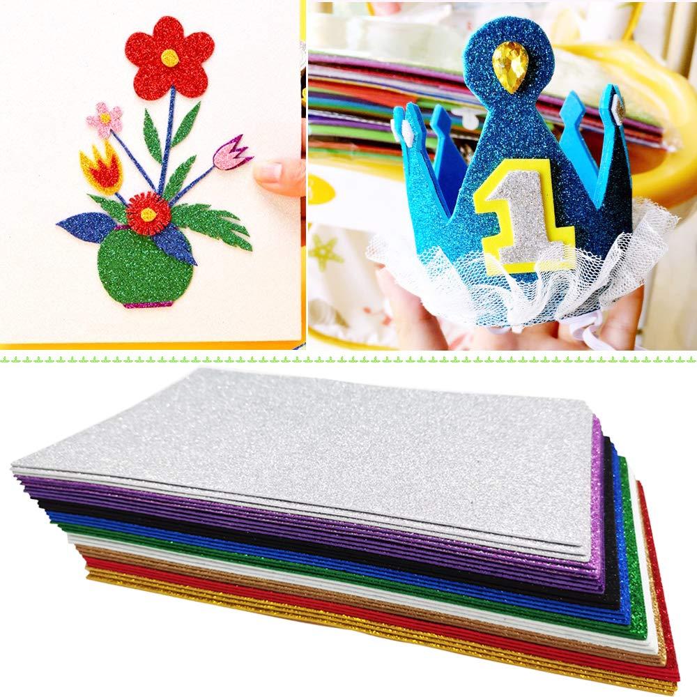 30PCS Glitter EVA Foam Sheets 8x12 Inch,2mm Thick Craft Foam Sheet for Children's Craft Activities DIY Cutters,Arts