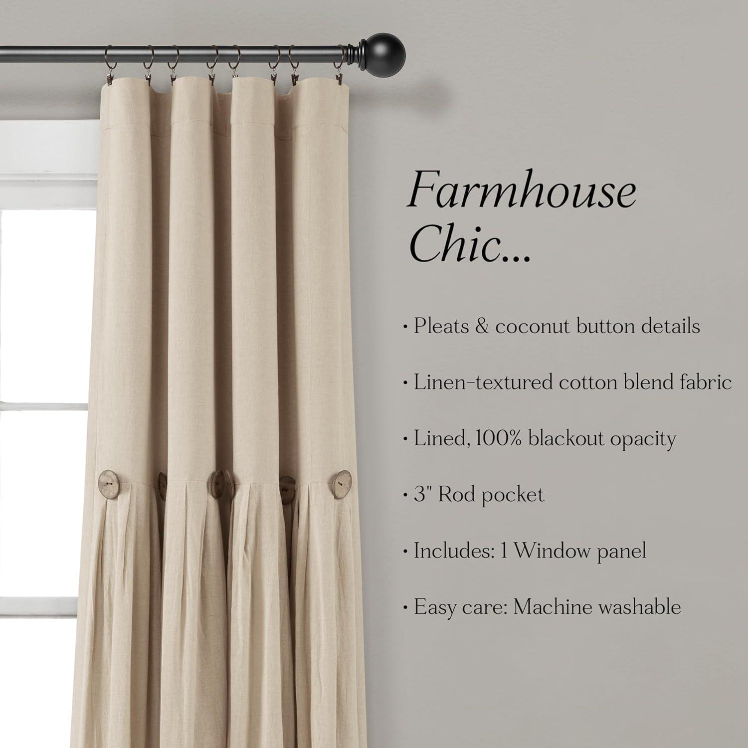 Lush Decor Linen Button Cotton Blend Blackout Thermal Rod Pocket Single Curtain Panel & Reviews | Wayfair