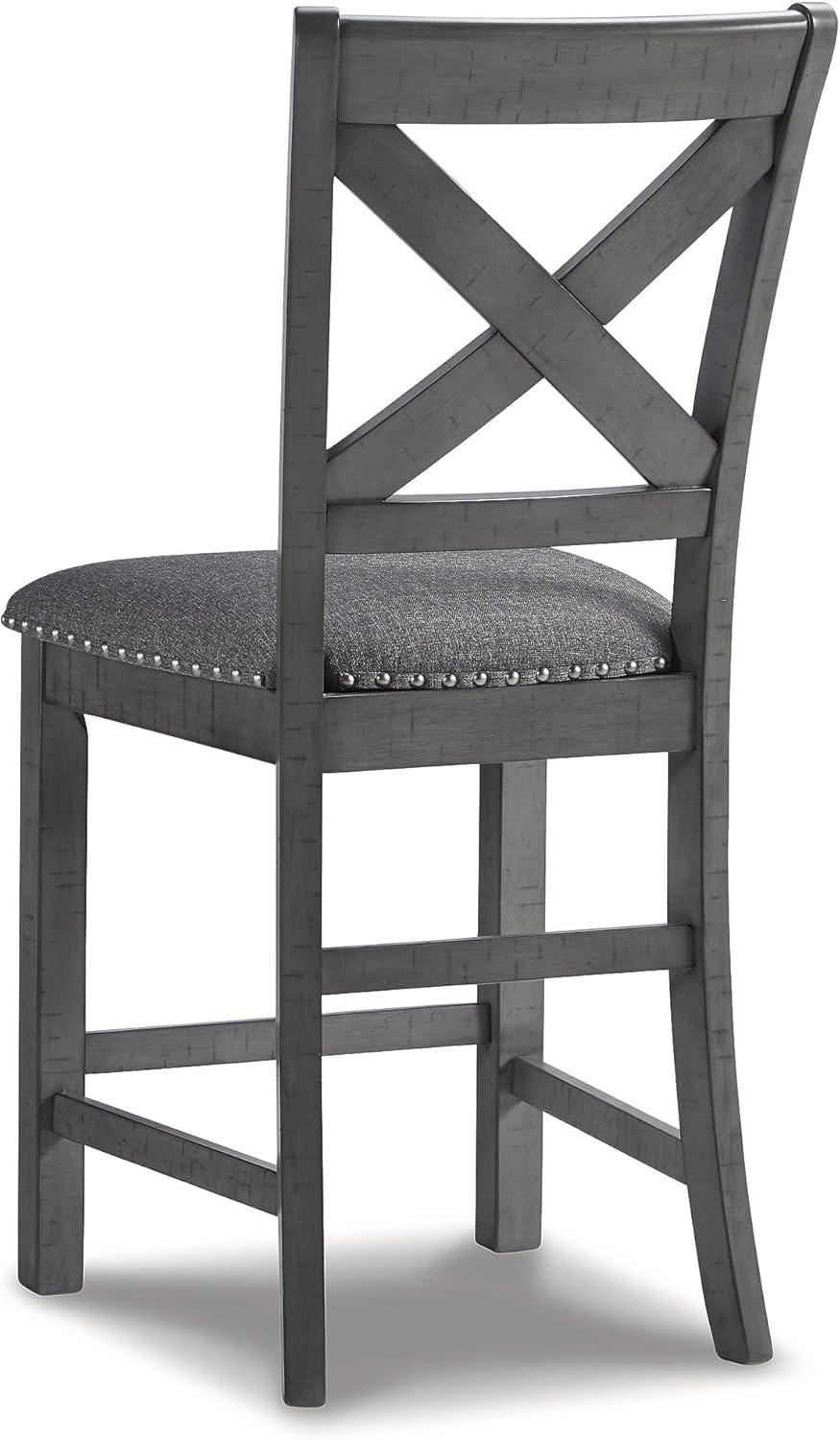 Myshanna Transitional Gray Wood Counter Height Barstool, Set of 2