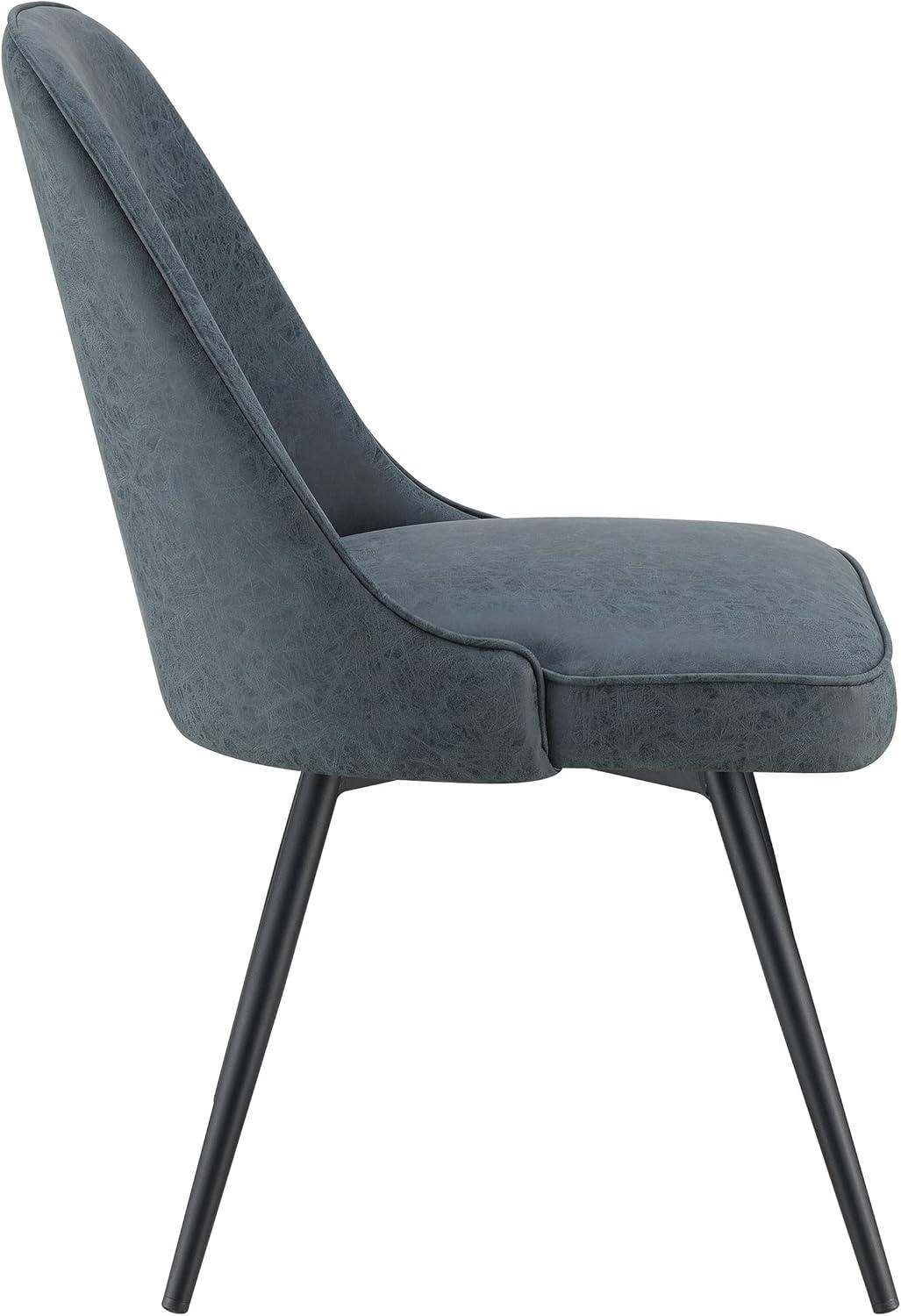 OSP Home Martel Faux Leather Swivel Chair with Black Legs in Navy