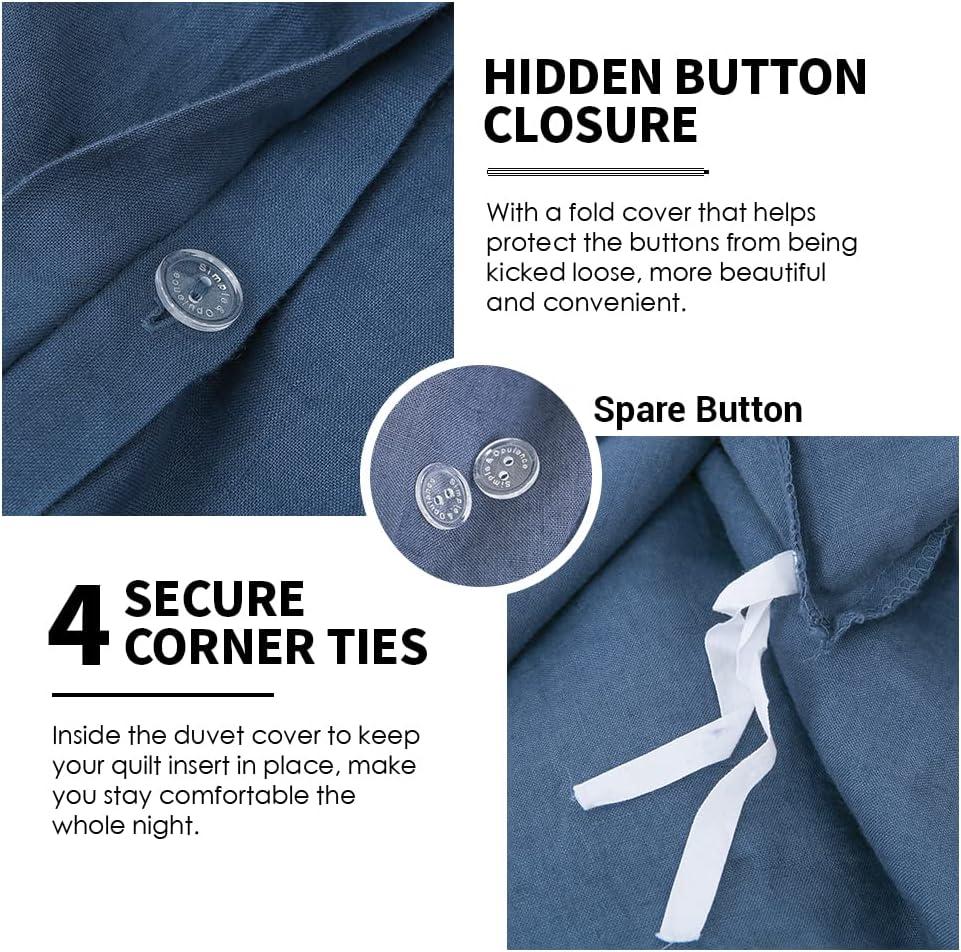 Simple&Opulence 100% Linen Duvet Cover Set with Washed-French Flax-2 Pieces Solid Color Basic Style Bedding Set-Breathable Soft Comforter Cover with 1 Pillowsham(Twin,Linen)