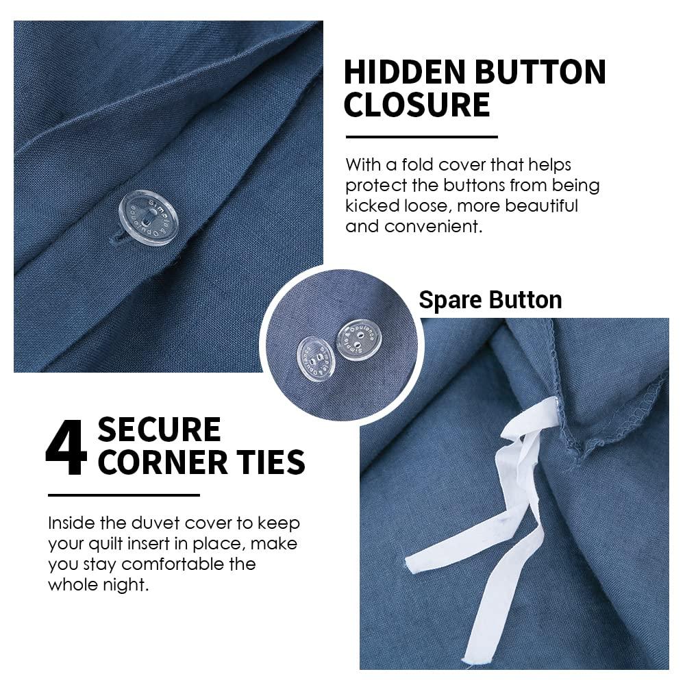 Simple&Opulence 100% Linen Duvet Cover Set with Washed-French Flax-2 Pieces Solid Color Basic Style Bedding Set-Breathable Soft Comforter Cover with 1 Pillowsham(Twin,Linen)