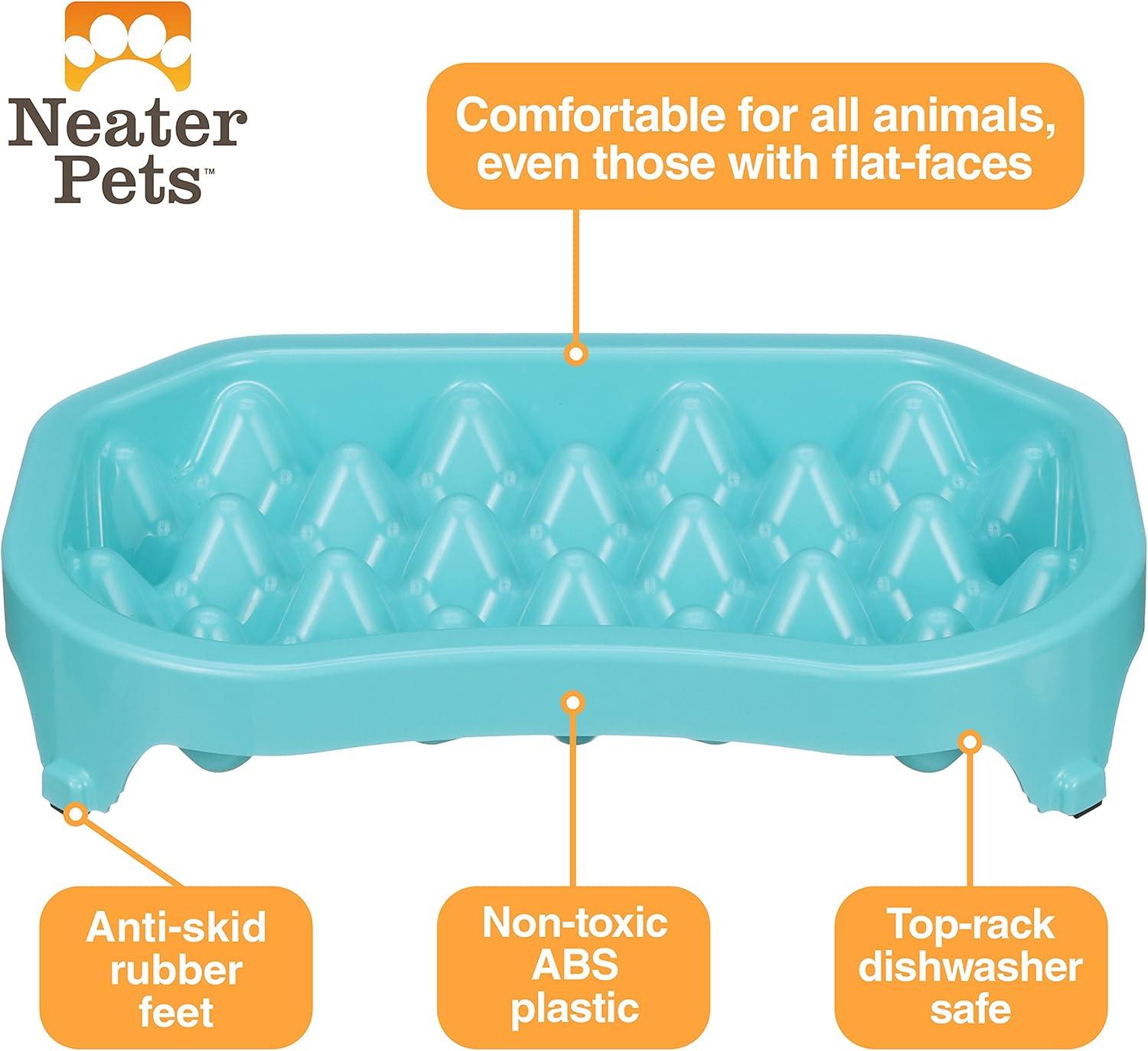 Neater Pet Brands Neater Slow Feeder to Improve Digestion, Stop Obesity, and Slow Down Eating, 6 Cups, Aquamarine