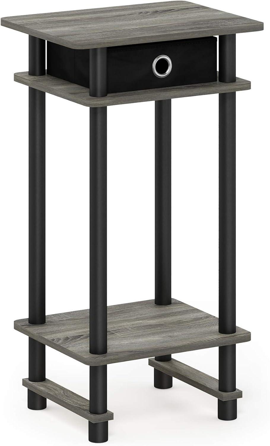 Contemporary Oak Grey Square End Table with Storage Drawer