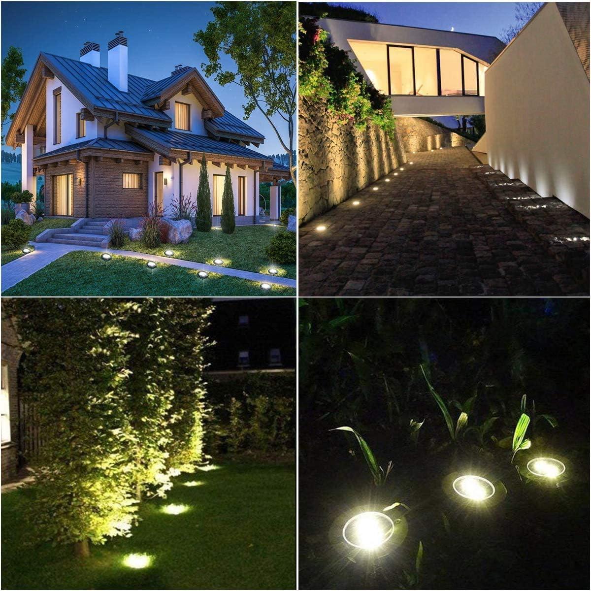 Solar Ground Lights, Waterproof Solar Garden Lights, Upgraded Outdoor Garden Waterproof Bright in-Ground Lights, Landscape Lights for Pathway,Yard,Deck,Lawn,Patio,Walkway (4Pack Warm Light)