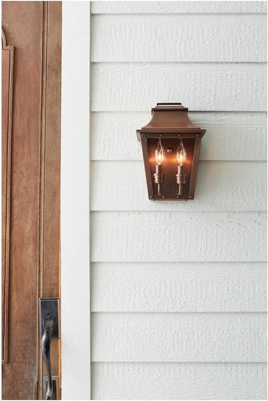 Copper Patina 11.5" Outdoor Wall Lantern with Clear Glass