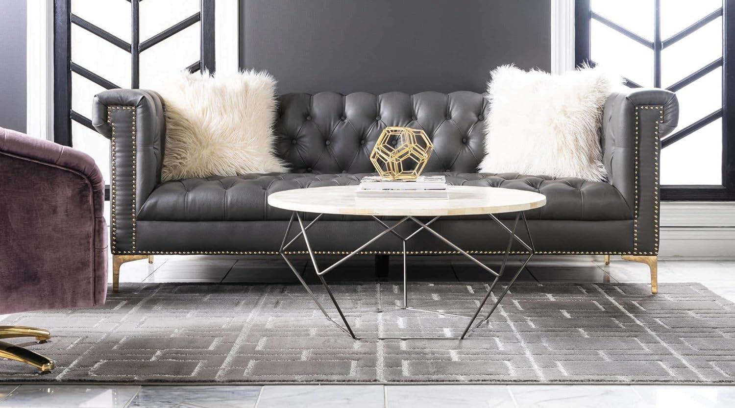 Glam Geometric Gray Silver Area Rug