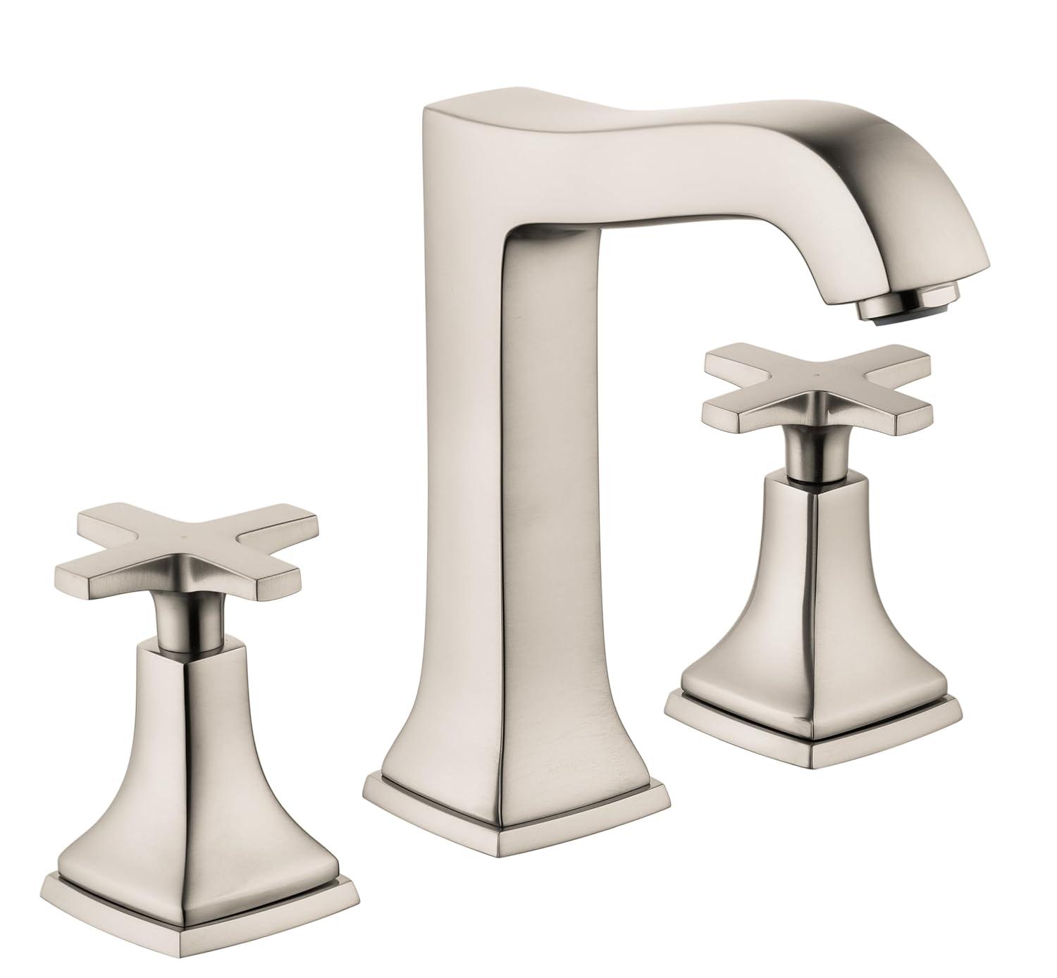 Hansgrohe Metropol Classic Widespread Faucet 160 with Cross Handles and Drain Assembly, 1.2 GPM
