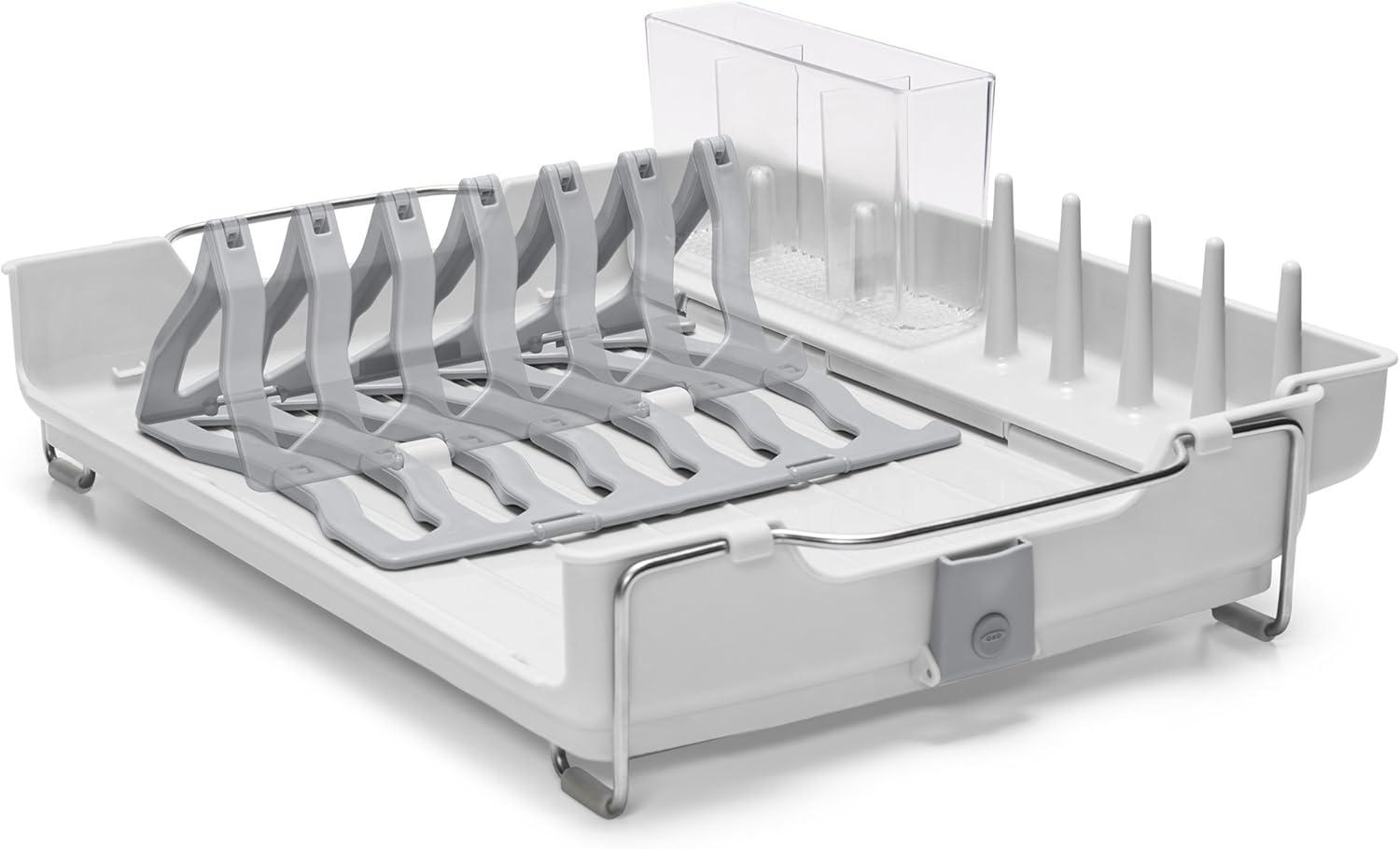 Stainless Steel Foldable Dish Rack with Utensil Cup