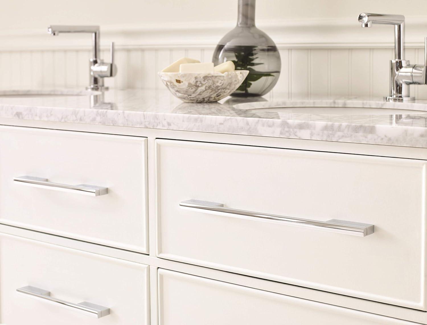 Polished Chrome Modern Cabinet Pull with Mounting Hardware