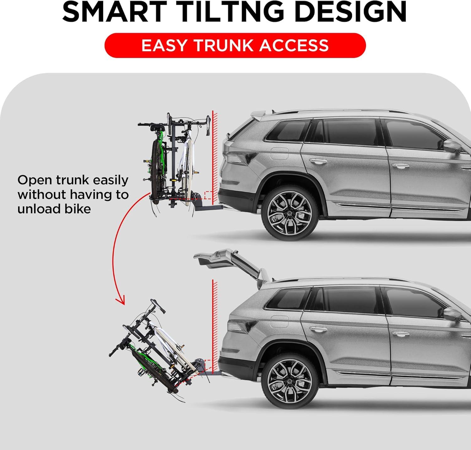 Young Electric Bike Rack 200lb Capacity Alloy Steel Hitch Mount Style for Cars Trucks SUVs RV, fits Bikes with up to 5-inch Fat Tire Carrier Rack, with 2'' Receiver