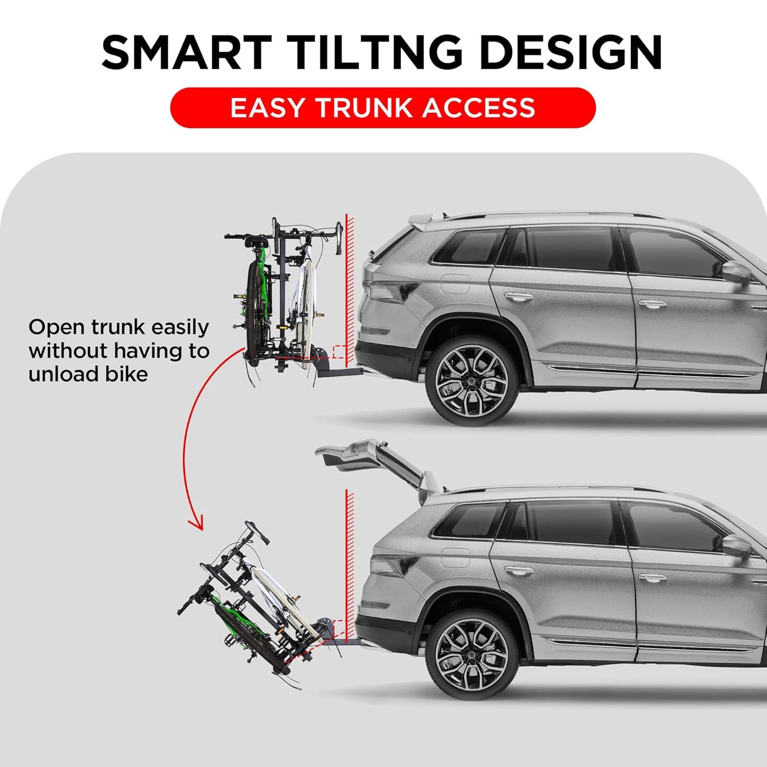 Young Electric Bike Rack 200lb Capacity Alloy Steel Hitch Mount Style for Cars Trucks SUVs RV, fits Bikes with up to 5-inch Fat Tire Carrier Rack, with 2'' Receiver