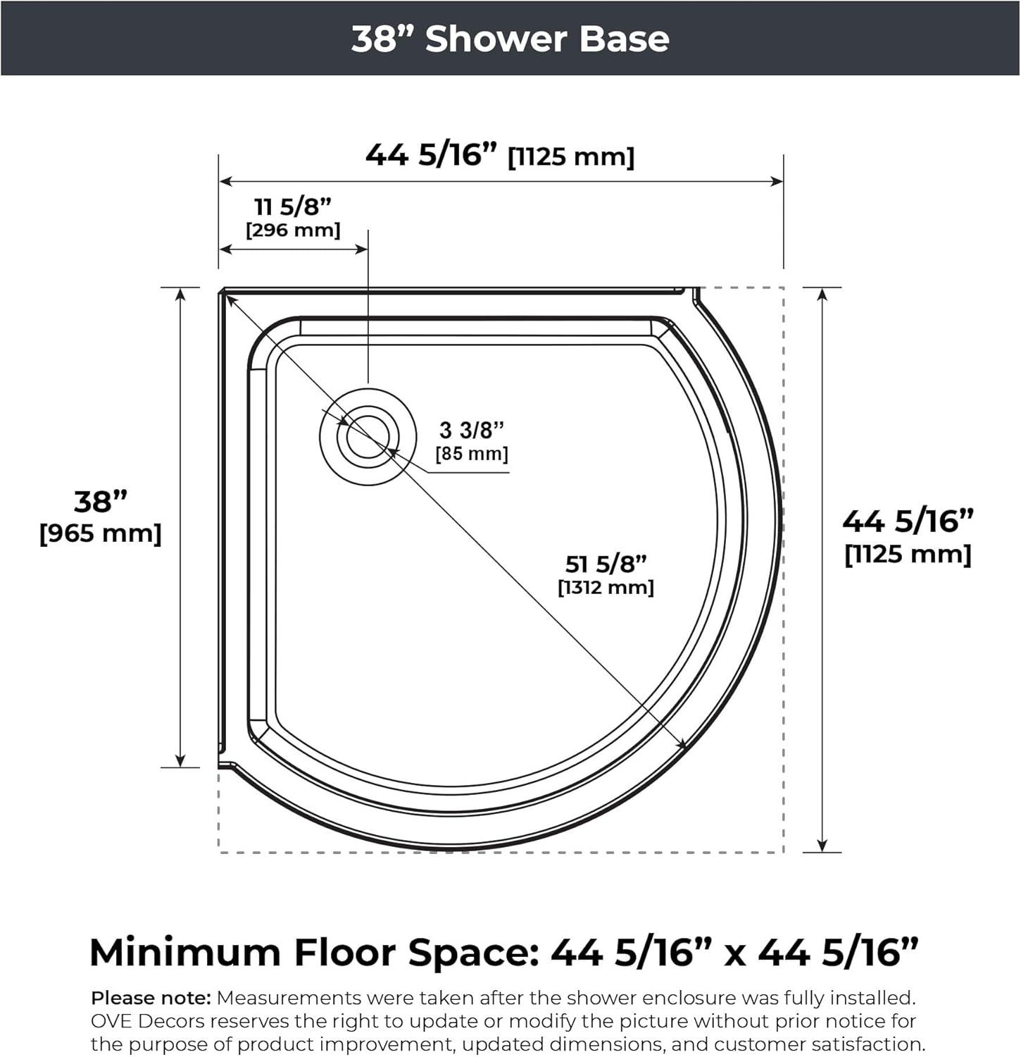 Ove Decors OVE Decors Breeze 44 in. Round Shower Kit, Clear Door with Shower Base and Wall 15SKA-BREE38-BLKAC
