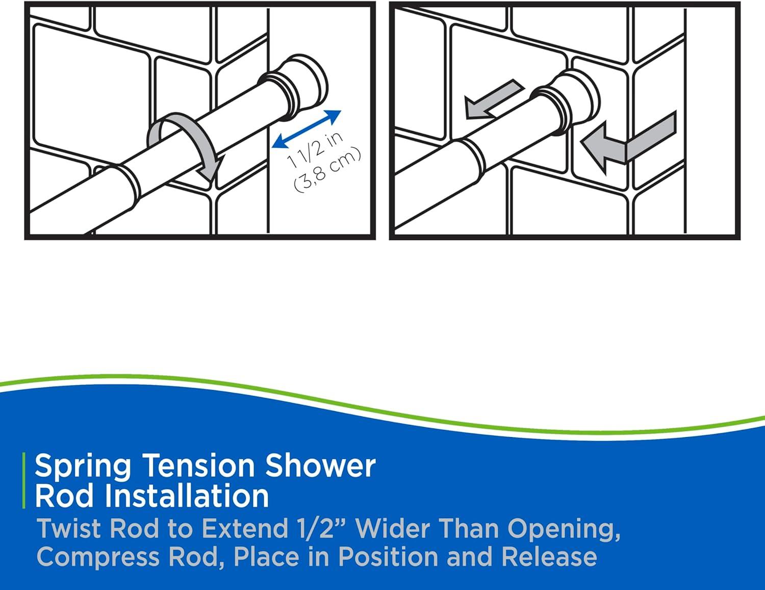 Kenney® Twist & Fit™ No Tools Rust-Resistant Coated Steel Straight Spring Tension Stall Shower Curtain Rod, 24-38", White