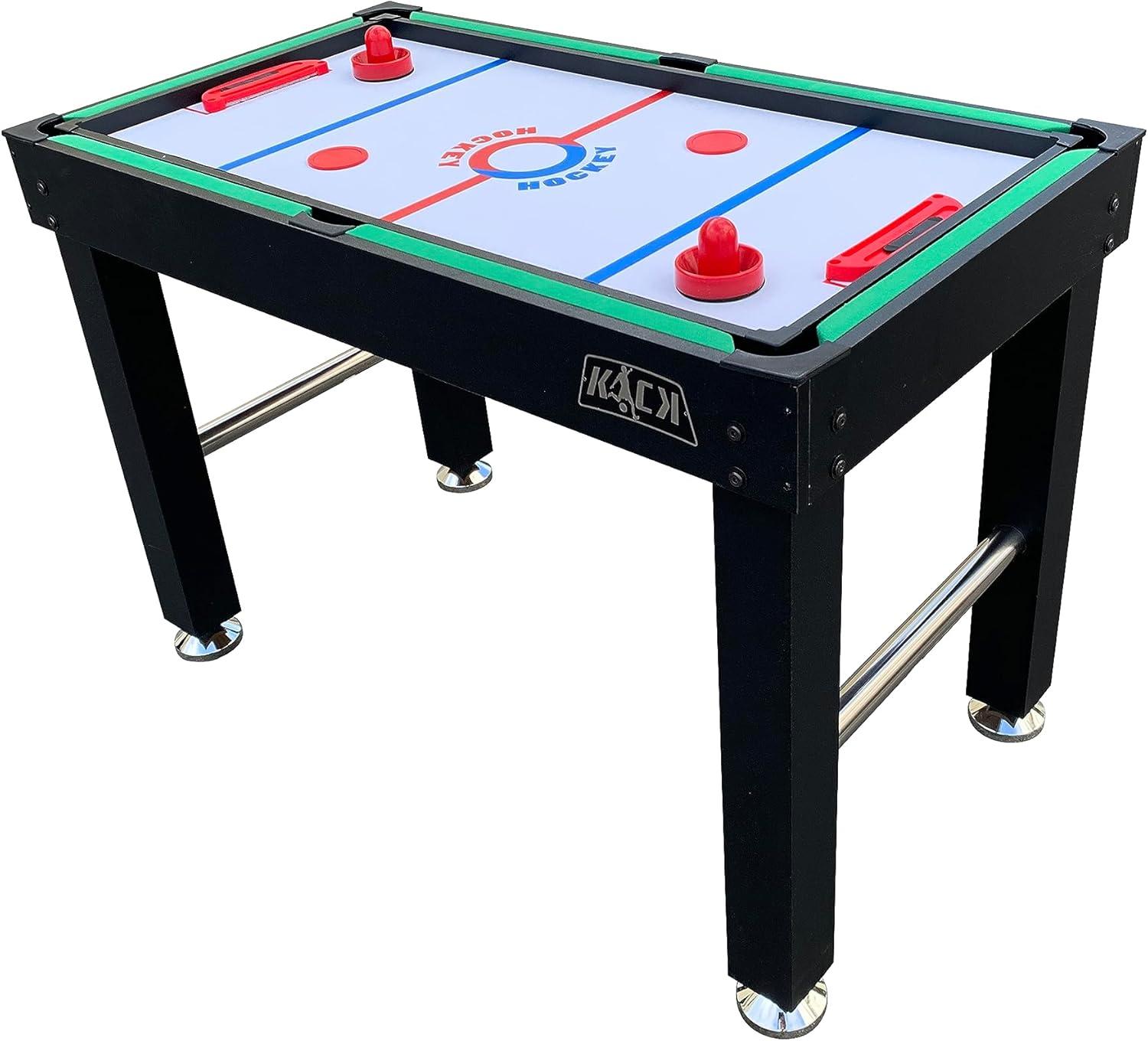 KICK Hexad 48″ 6-in-1 Multi Game Table (Black) - Combo Game Table Set - Billiards, Foosball, Glide Hockey, Table Tennis, Mini-Shuffleboard, and Mini-Bowling for Home, Game Room, Friends and Family!