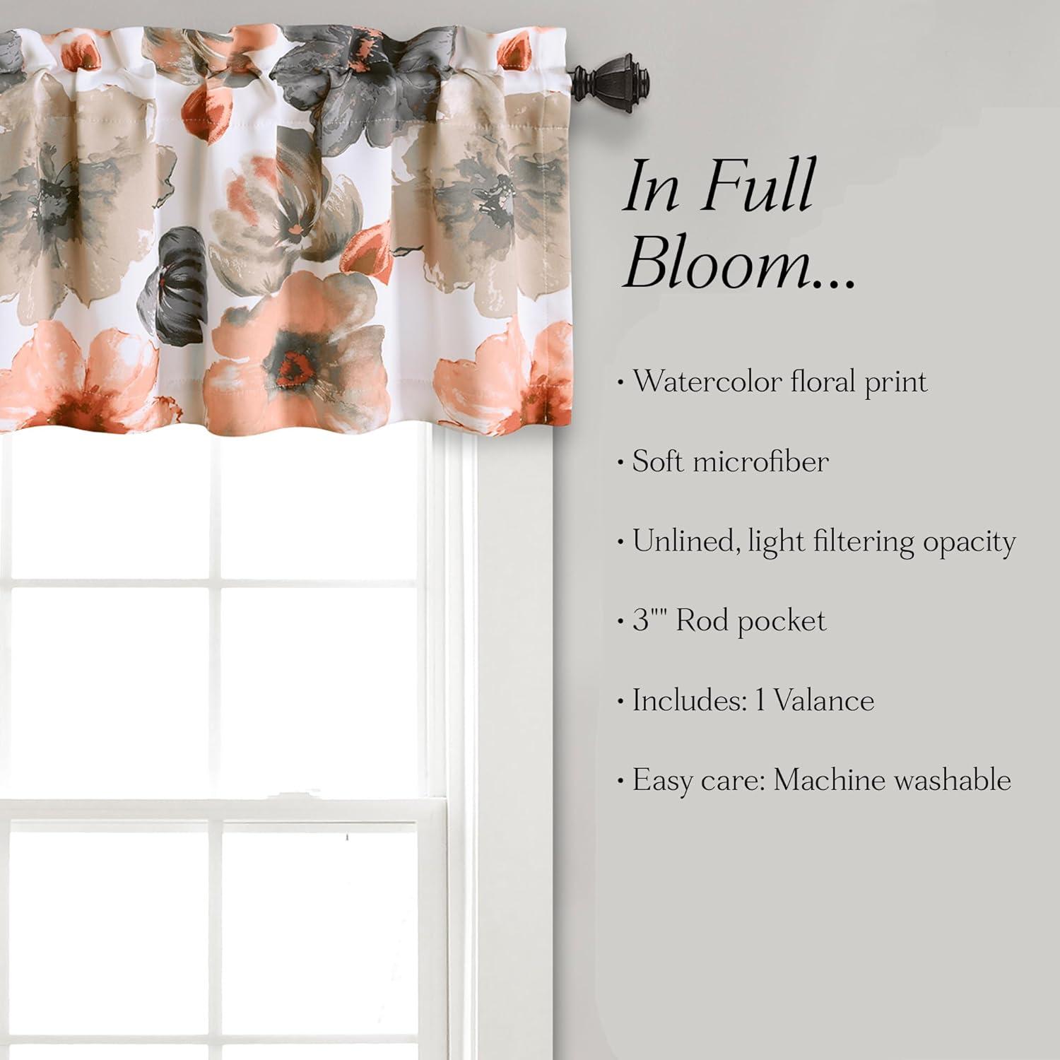 Lush Decor Leah Floral Tailored 52'' W Window Valance