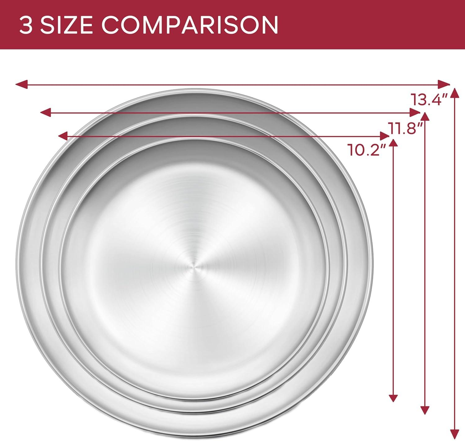 Set of 2 Stainless Steel 10" Round Pizza Baking Trays