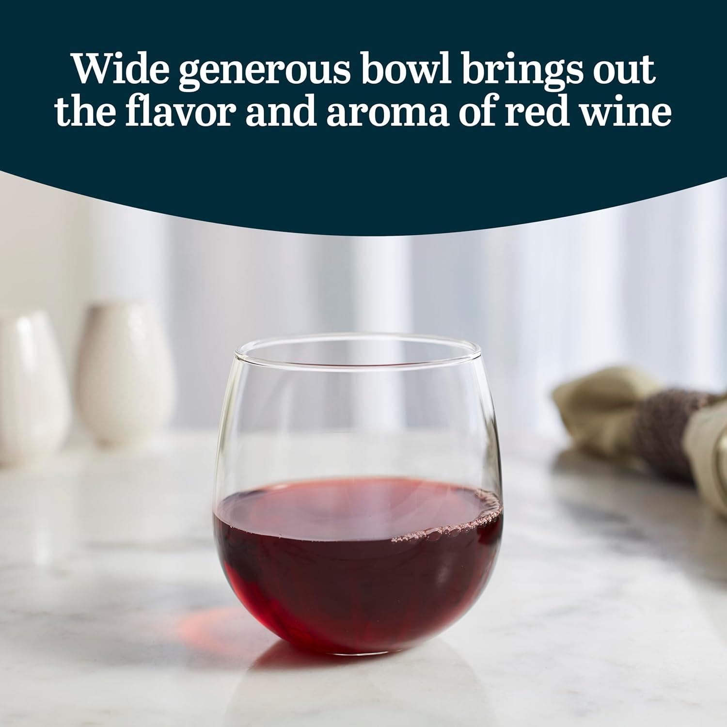 Libbey Stemless Red Wine Glasses, 17 oz.