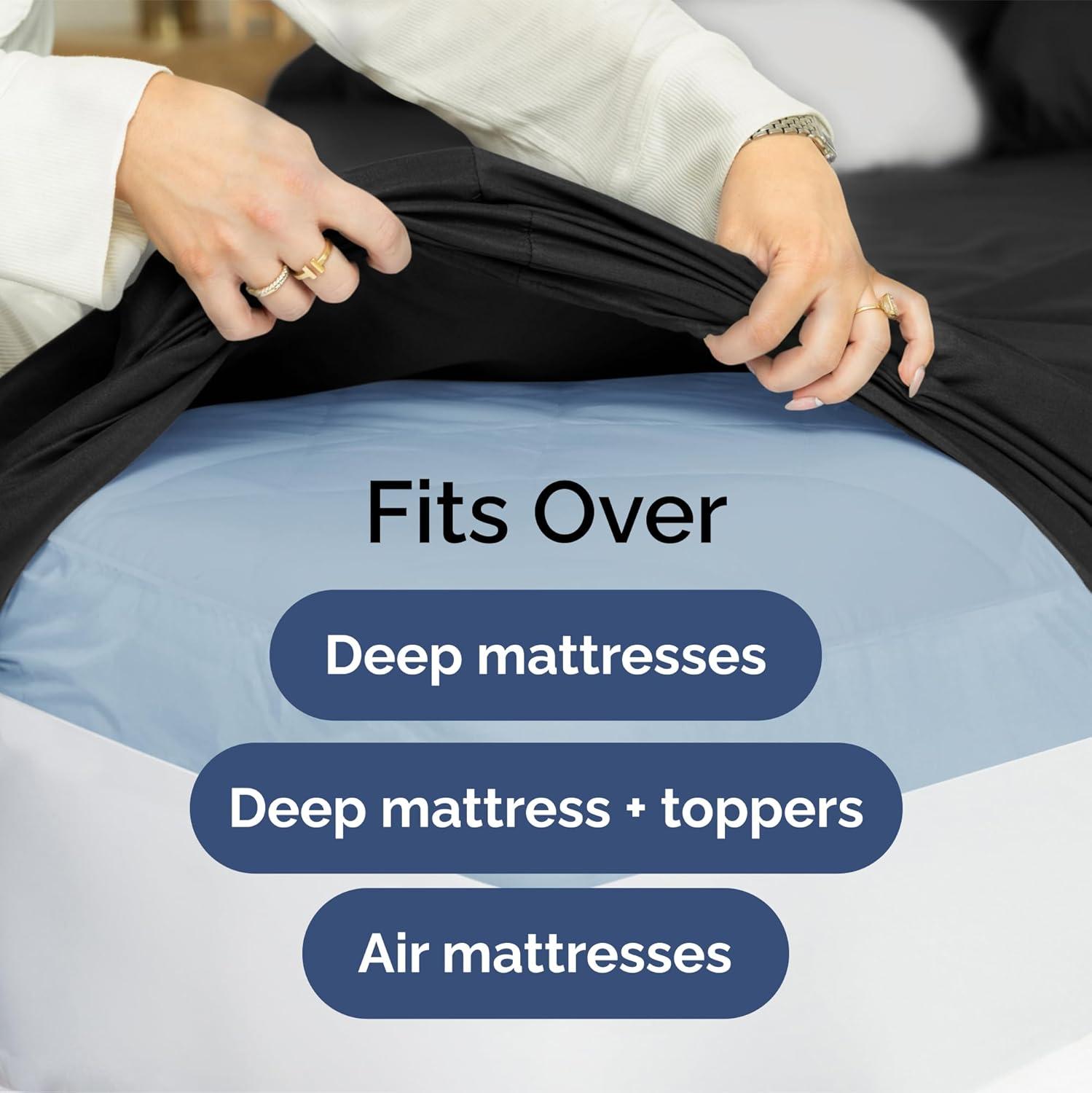 CGK Linens Extra Deep Pocket 4 Piece Sheet Set - Soft Bed Sheets, Fits 18"-24" Mattresses in Black, Size Full