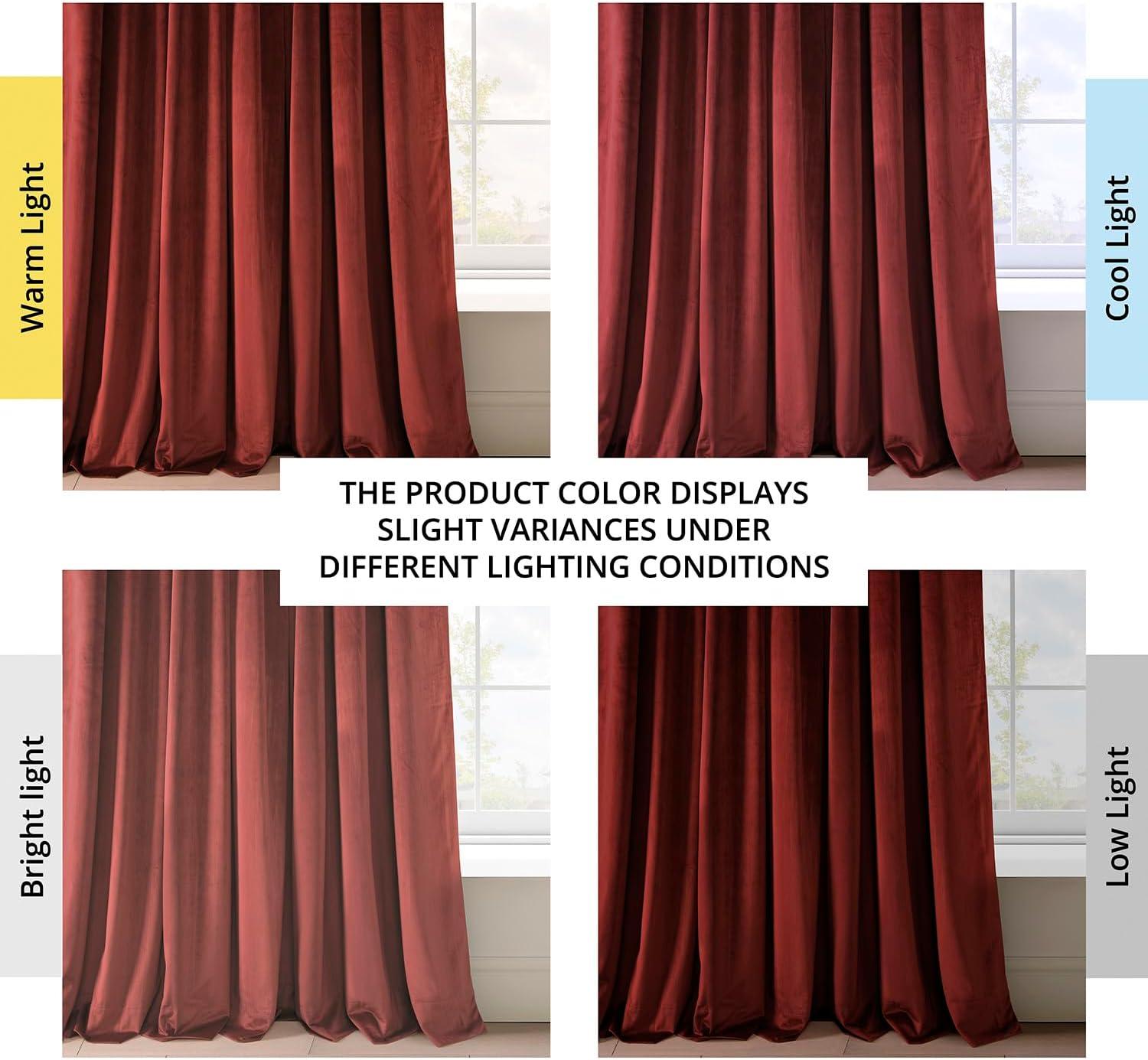 Half Price Drapes Signature Crimson Rust Velvet Blackout Curtains For Bedroom(1 Panel), 50WX 108L