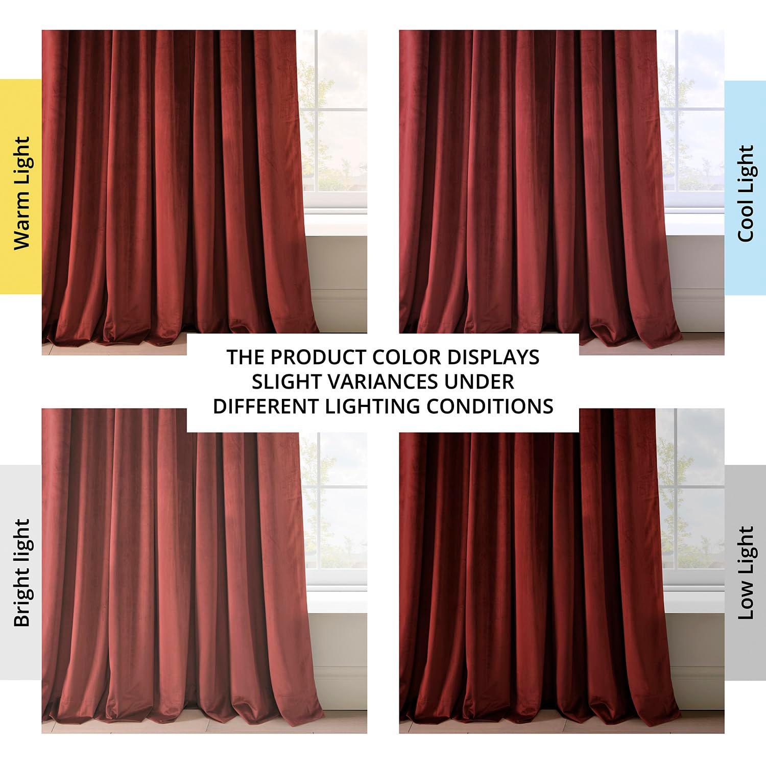 Half Price Drapes Signature Crimson Rust Velvet Blackout Curtains For Bedroom(1 Panel), 50WX 108L