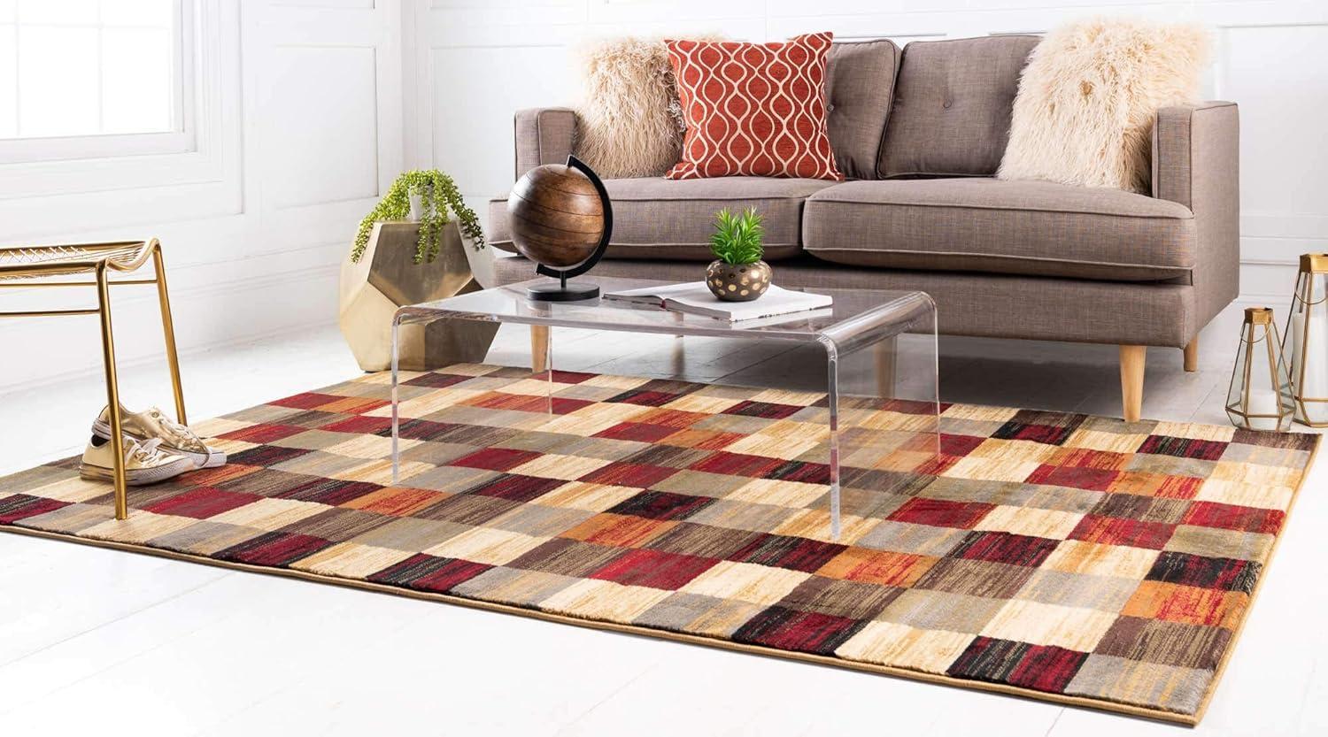 Unique Loom Barista Collection Area Rug - Gava (5' 3" x 8' Rectangle Multi/Brown)