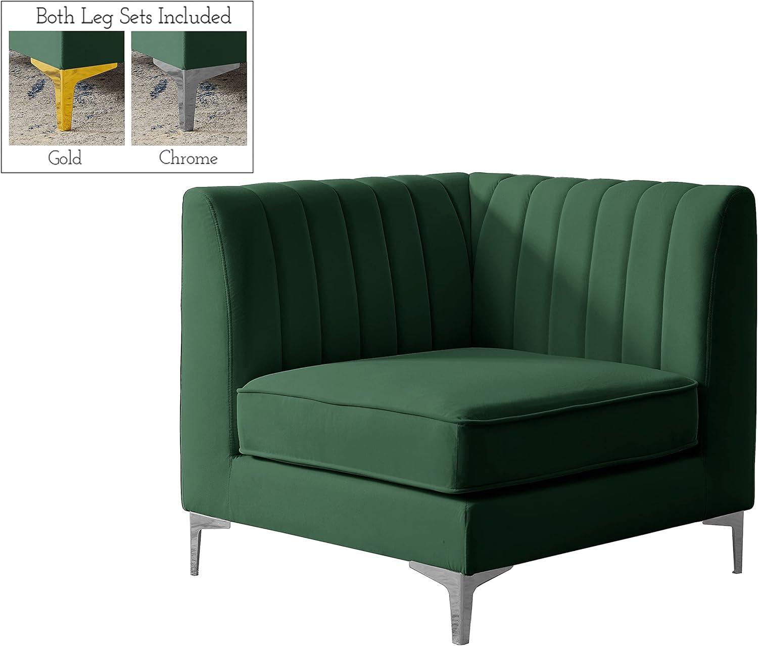 Meridian Furniture Alina Green Velvet Corner Chair