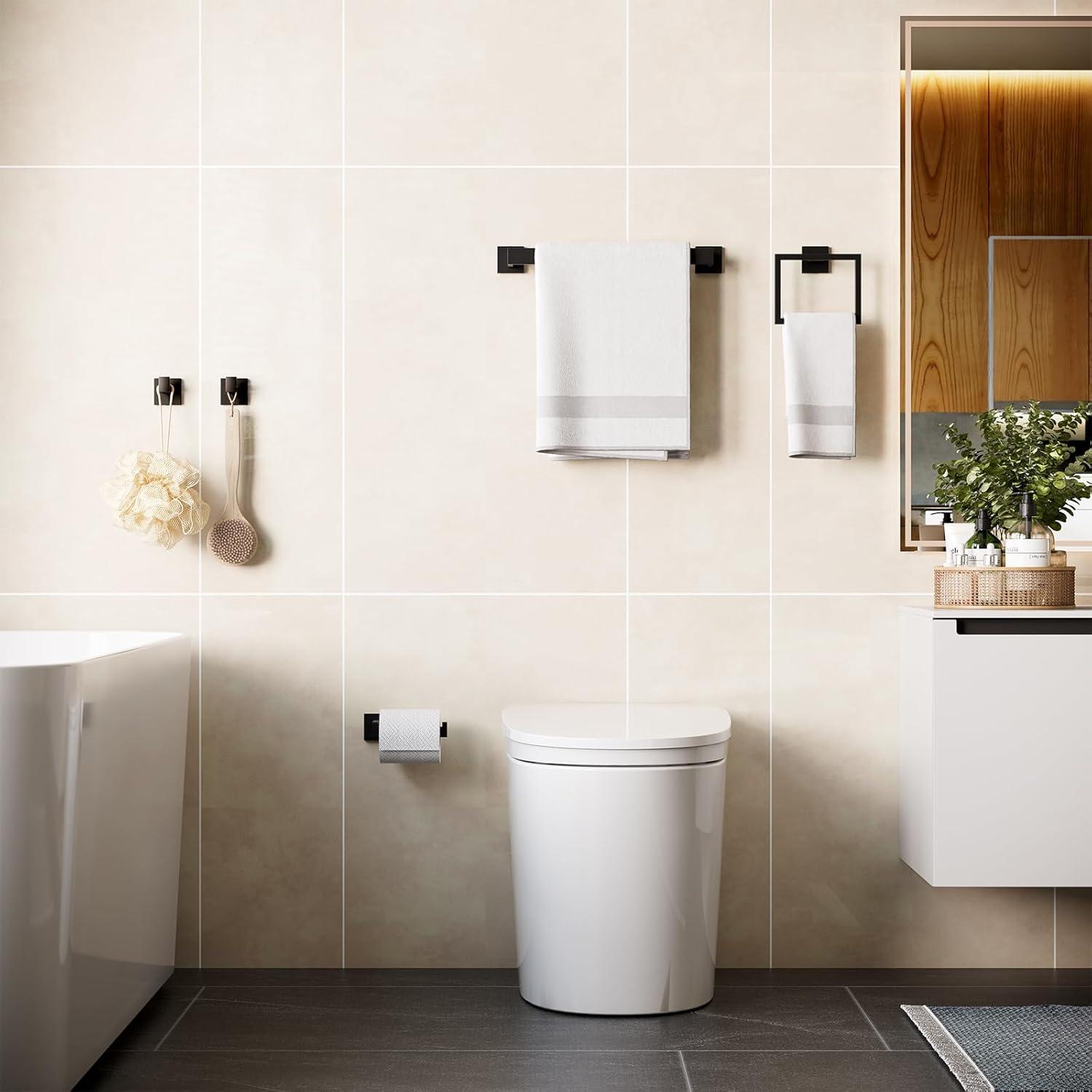 Matte Black Stainless Steel 5-Piece Bathroom Hardware Set