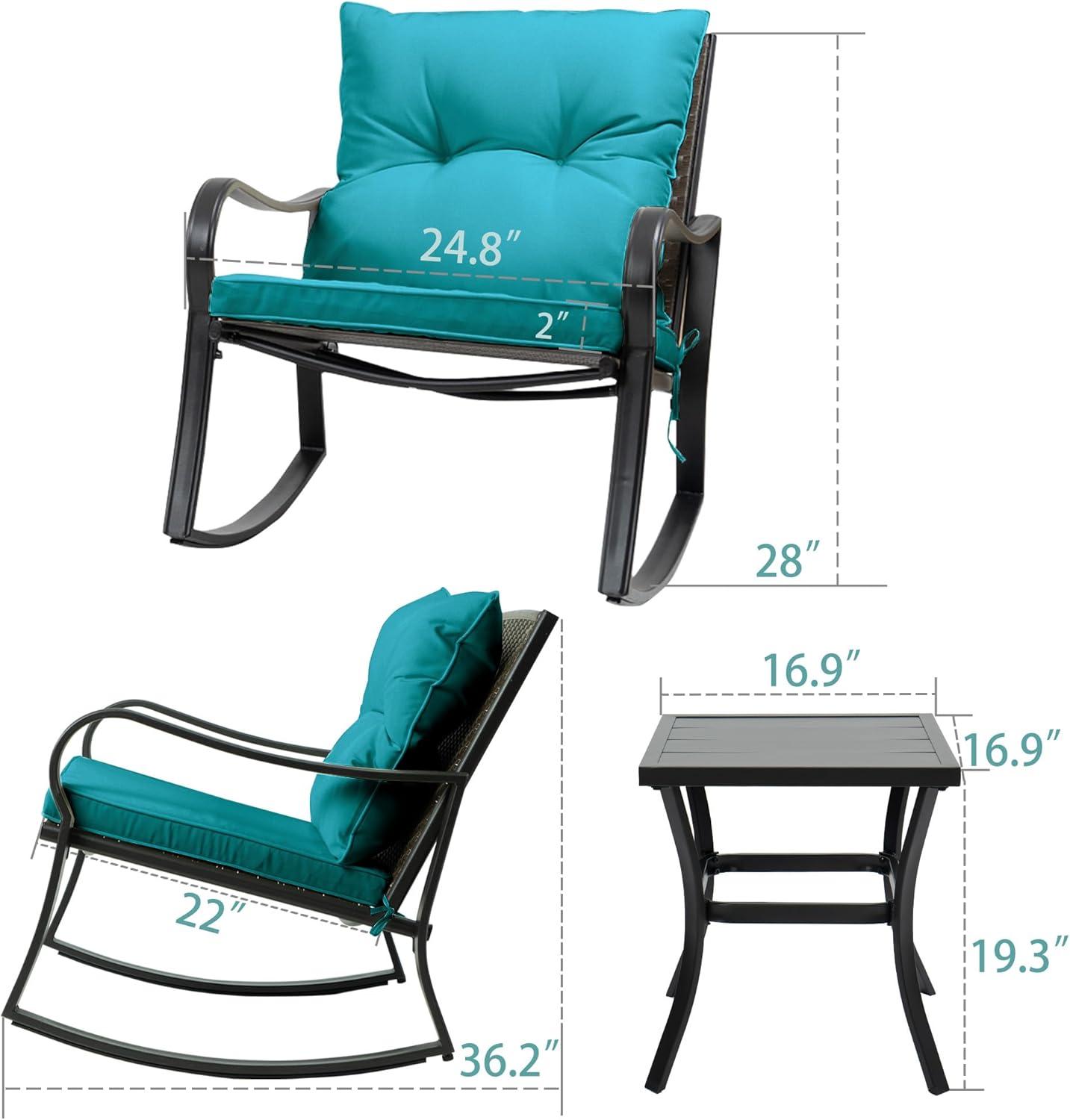 Mercury Row® Preciado 3 Piece Outdoor Patio Set With Cushions-Rocking Chair for Balcony, Lawn and Porch