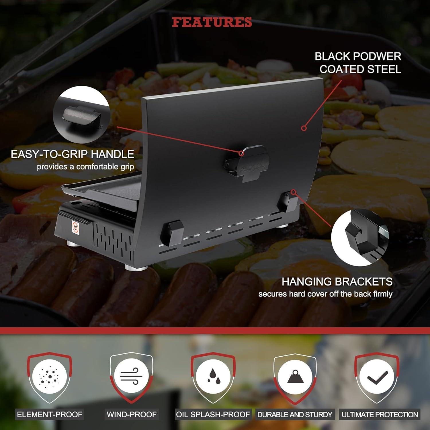 Royal Gourmet 3-Burner Portable Gas Grill Griddle with Top Hard Cover