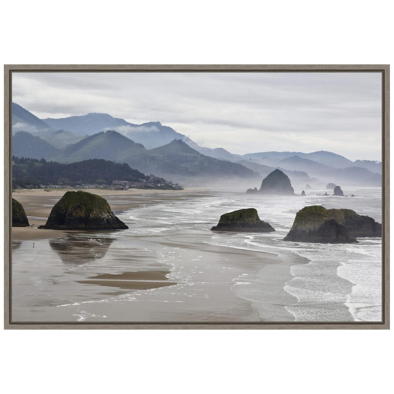 Amanti Art Cannon Beach fog rises over the coastline by Jaynes Gallery Danita Delimont Canvas Wall Art Print Framed 23 x 16-in.