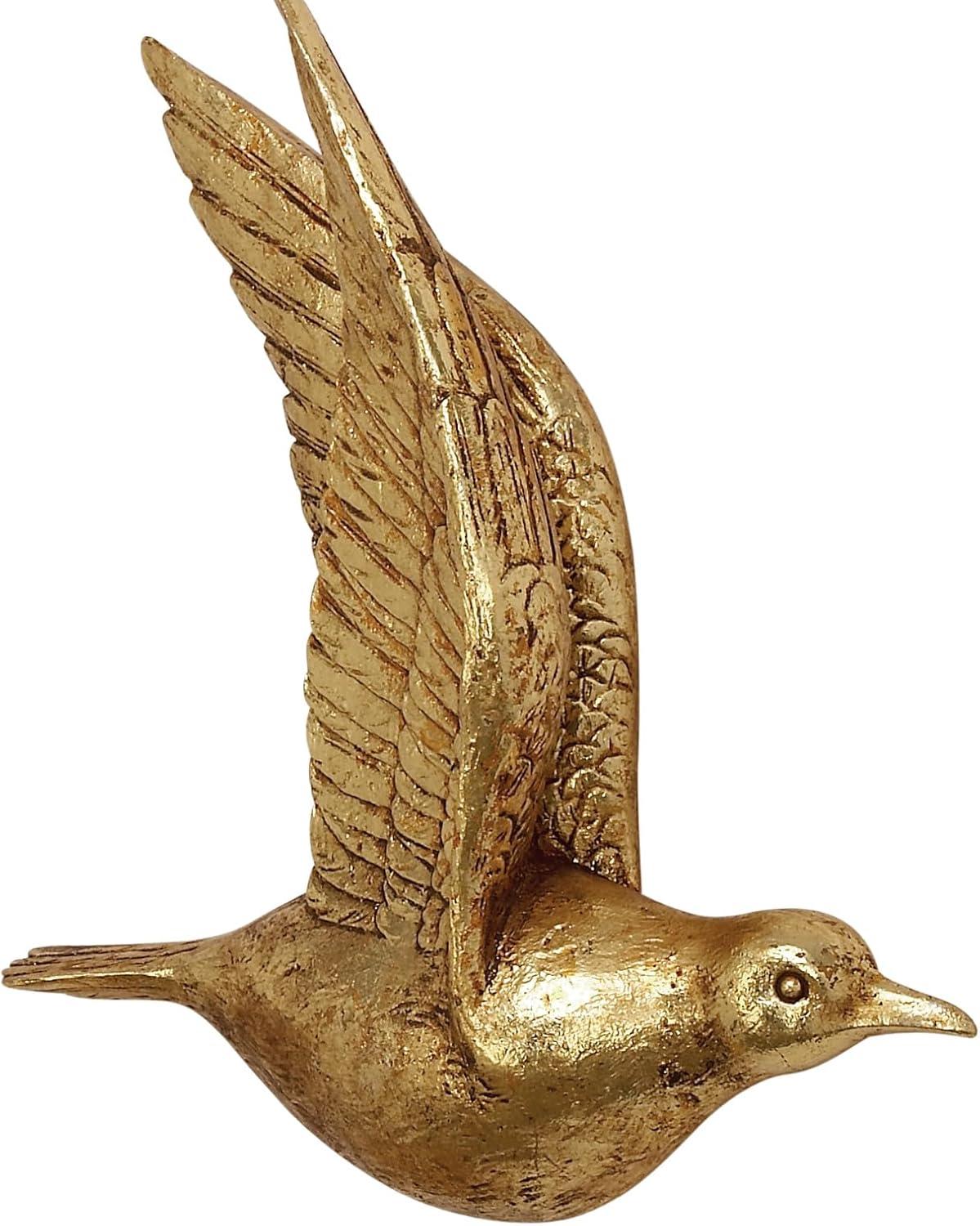 Polystone Bird Metallic 3D Sculpted Wall Decor Set of 3 Brown - Olivia & May: Ready to Hang, Coastal Style Decorative Sculptures