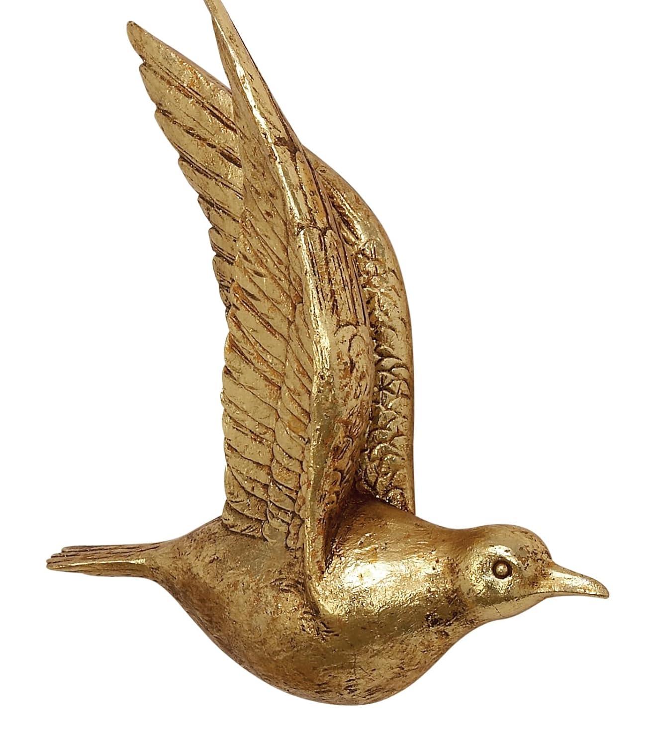 Polystone Bird Metallic 3D Sculpted Wall Decor Set of 3 Brown - Olivia & May: Ready to Hang, Coastal Style Decorative Sculptures