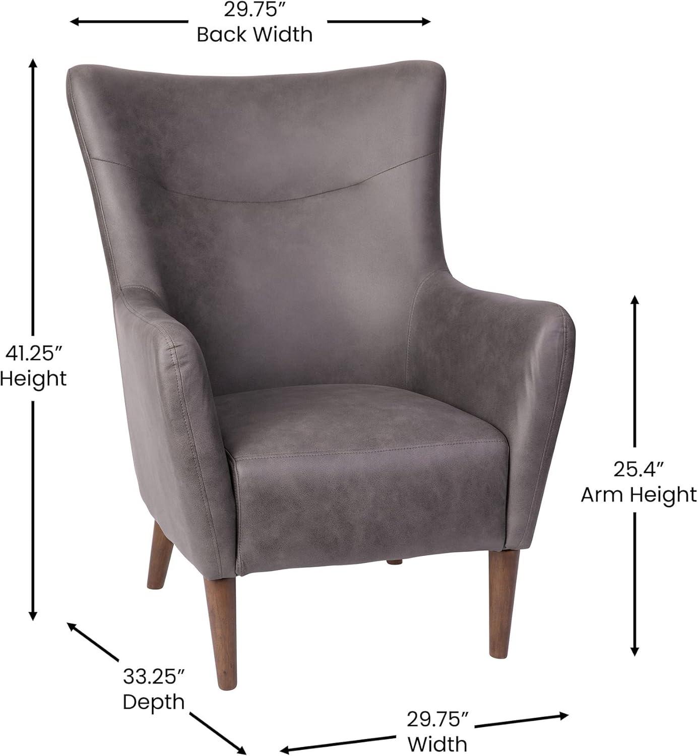 Flash Furniture Connor Traditional Wingback Accent Chair, Commercial Grade Faux Leather Upholstery and Wooden Frame and Legs