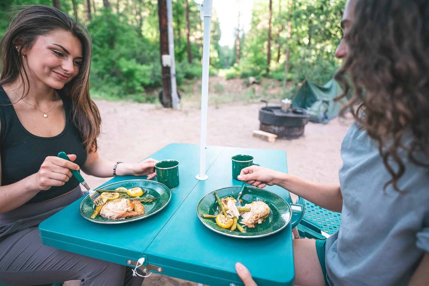 Stansport Enamel Camping Tableware Set 24 Pieces Green