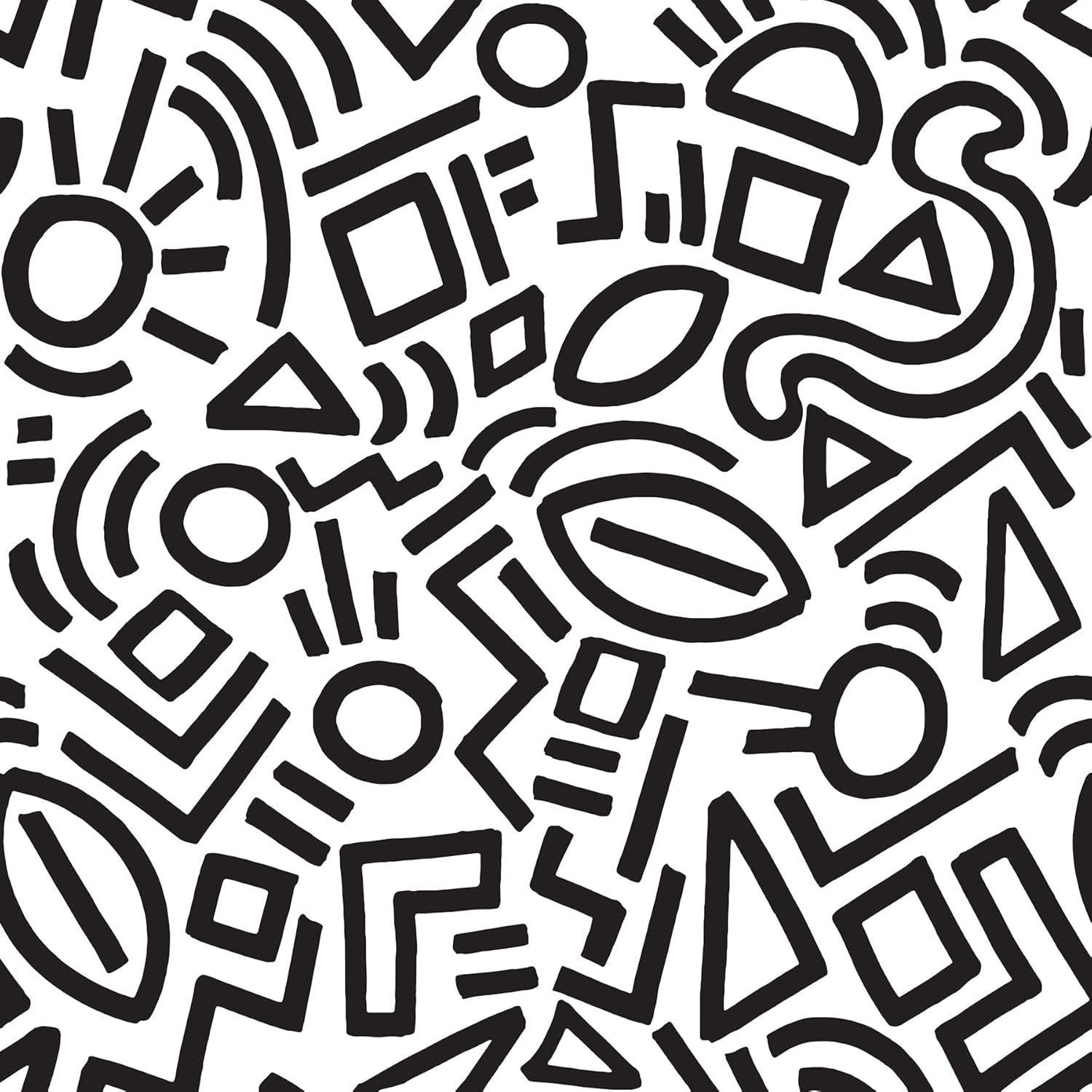 Aelfie Black Doodle Abstract Peel & Stick Wallpaper