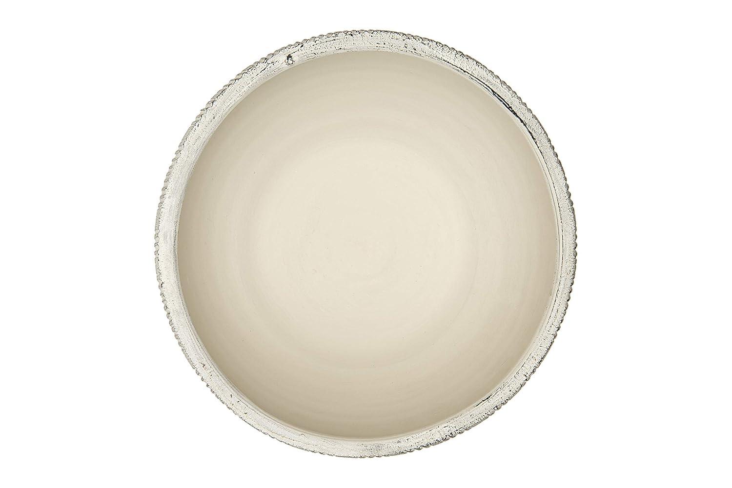 Storied Home Small Footed Terracotta Planter with Fluted Texture Distressed Cream: Indoor 4.5" Hand-Painted Vase