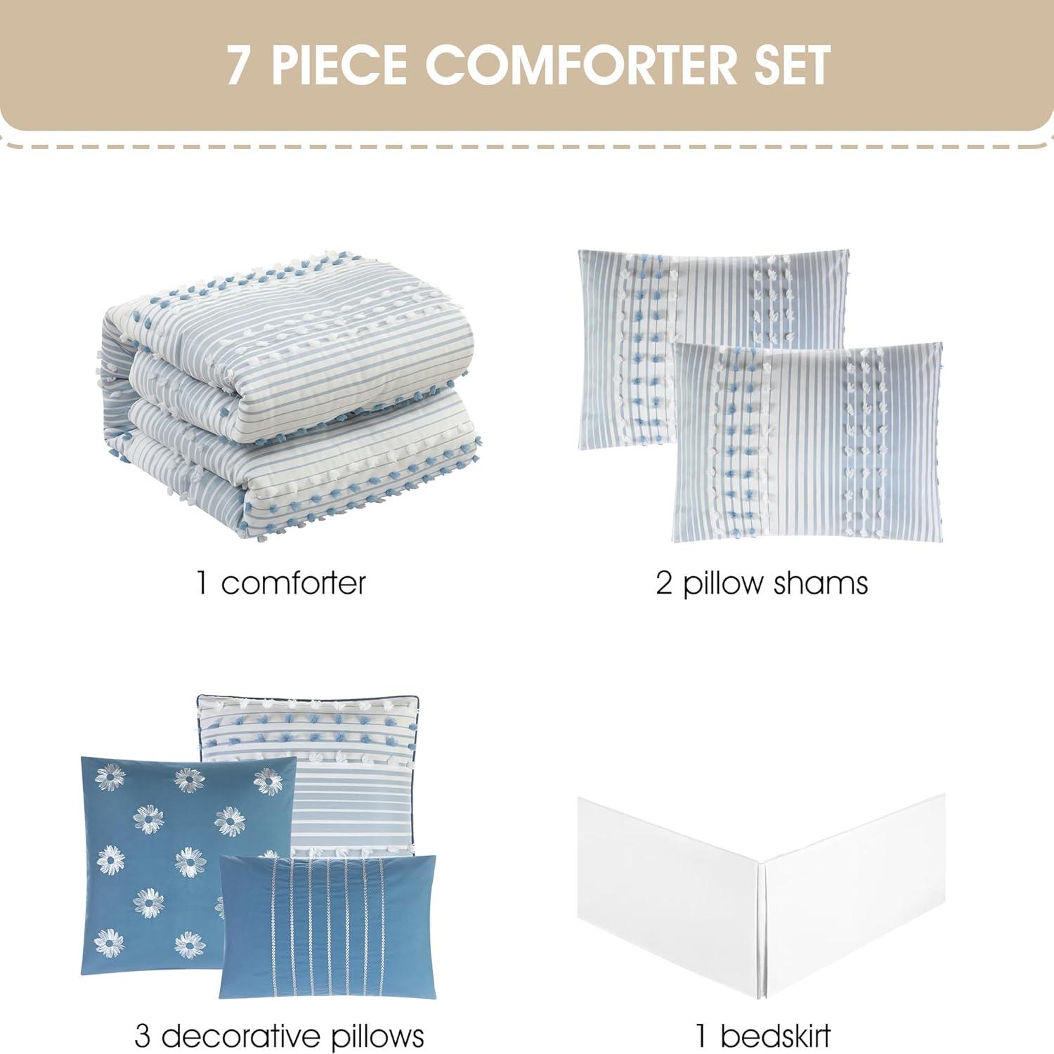 Nanshing America, Inc Clarion Pink 7 Piece Chic Striped Comforter Set