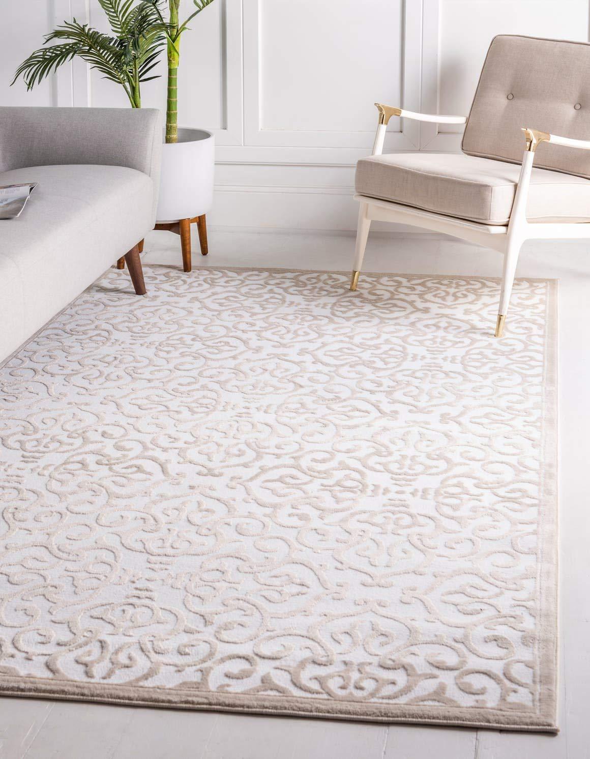 Unique Loom Rushmore Collection Area Rug - Johnson (2' x 3' 1" Rectangle Snow White/Beige)