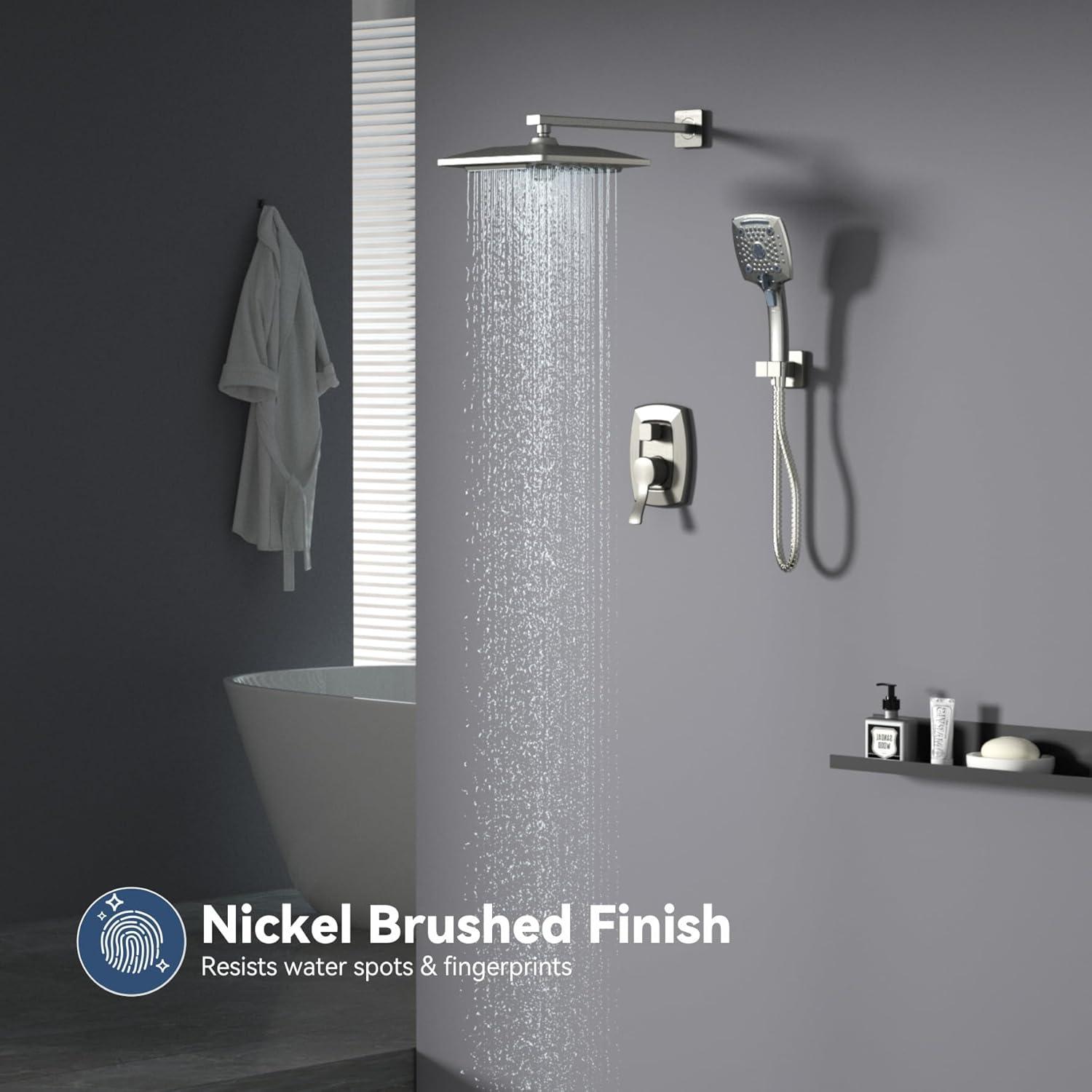 Brushed Nickel Multi-Head Rainfall Shower Faucet Set