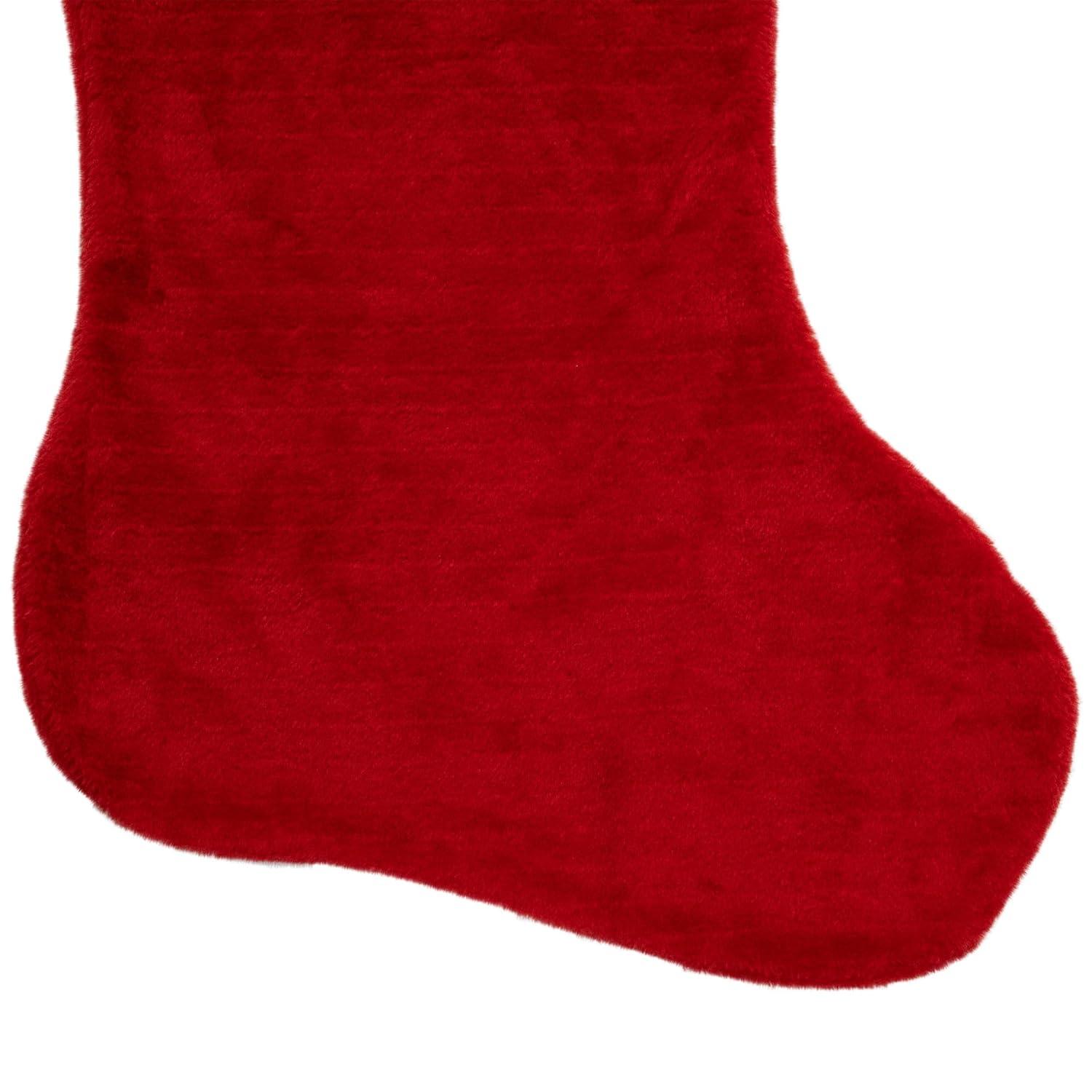 35" Traditional Red with White Cuff Decorative Plush Christmas Stocking