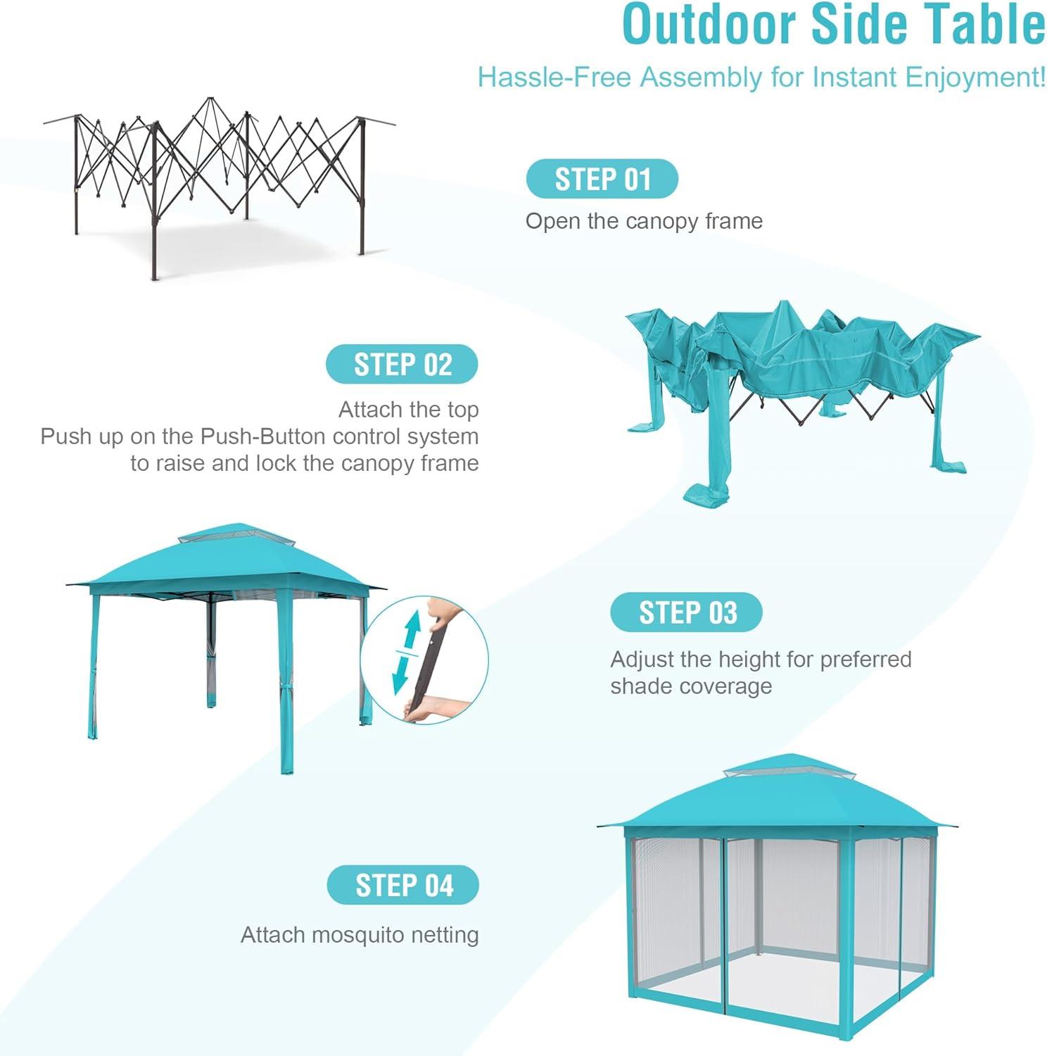 Pink Steel Portable Pop-Up Gazebo with Mosquito Netting 11 ft. x 11 ft. . .
