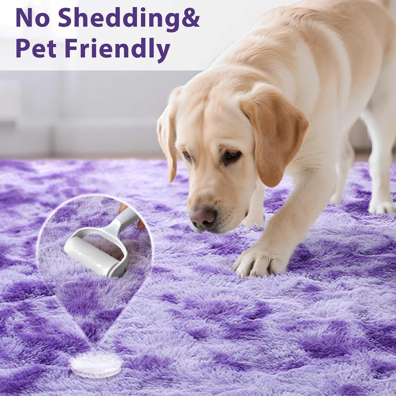 Noahas Fluffy Shaggy Rugs, 5x8 Feet Purple Plush Rugs for Girls Bedroom, Soft Kids Room Carpets, Large Bedside Rug, Upgrade Non-Slip Rugs for Children Nursery Dorm Home Decor, Purple