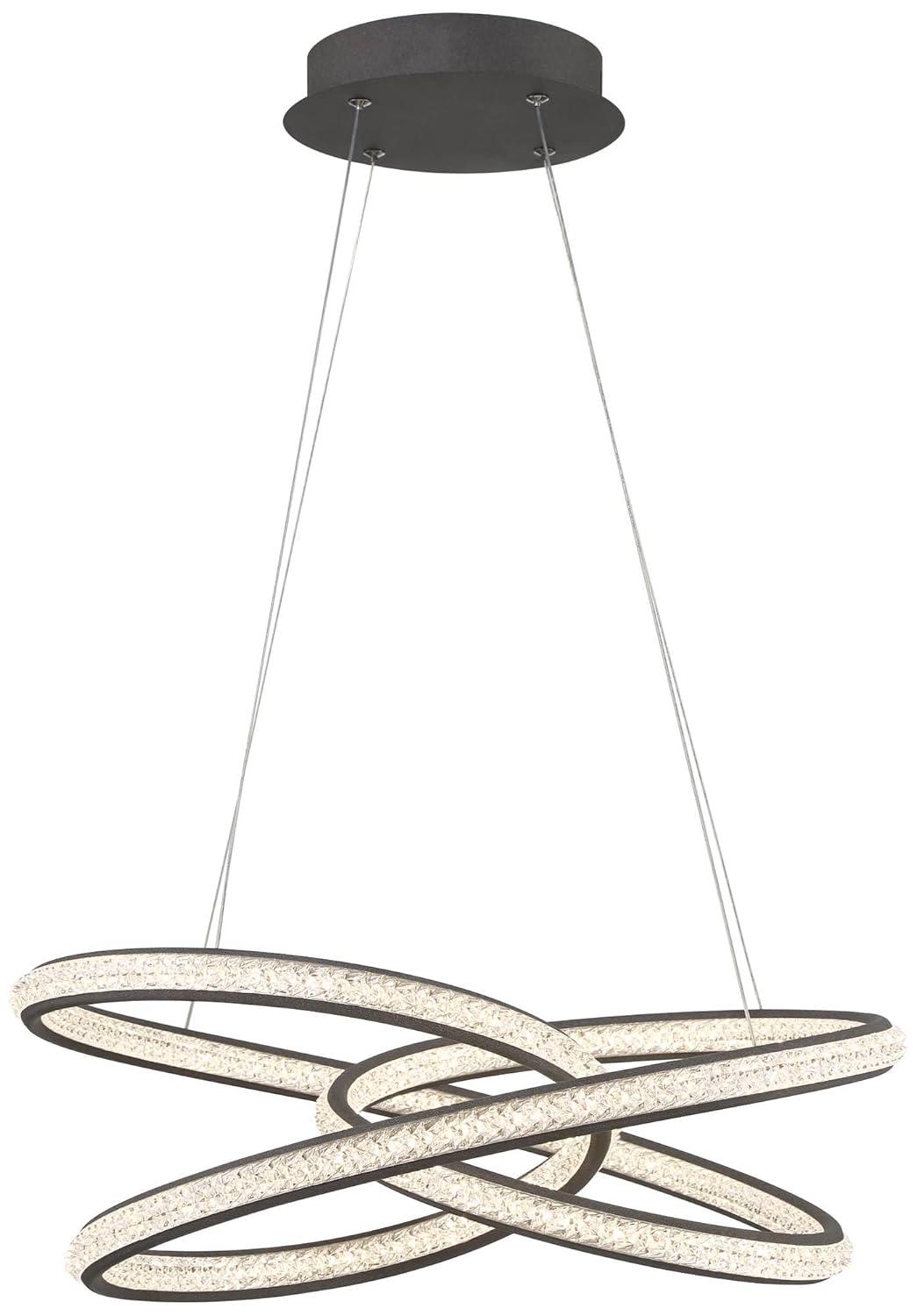 Possini Euro Design London Sand Gray Ceiling Pendant Light 21" Wide Ultra Modern Sprial Dimmable LED Strip Steel Dining Room House Foyer Kitchen