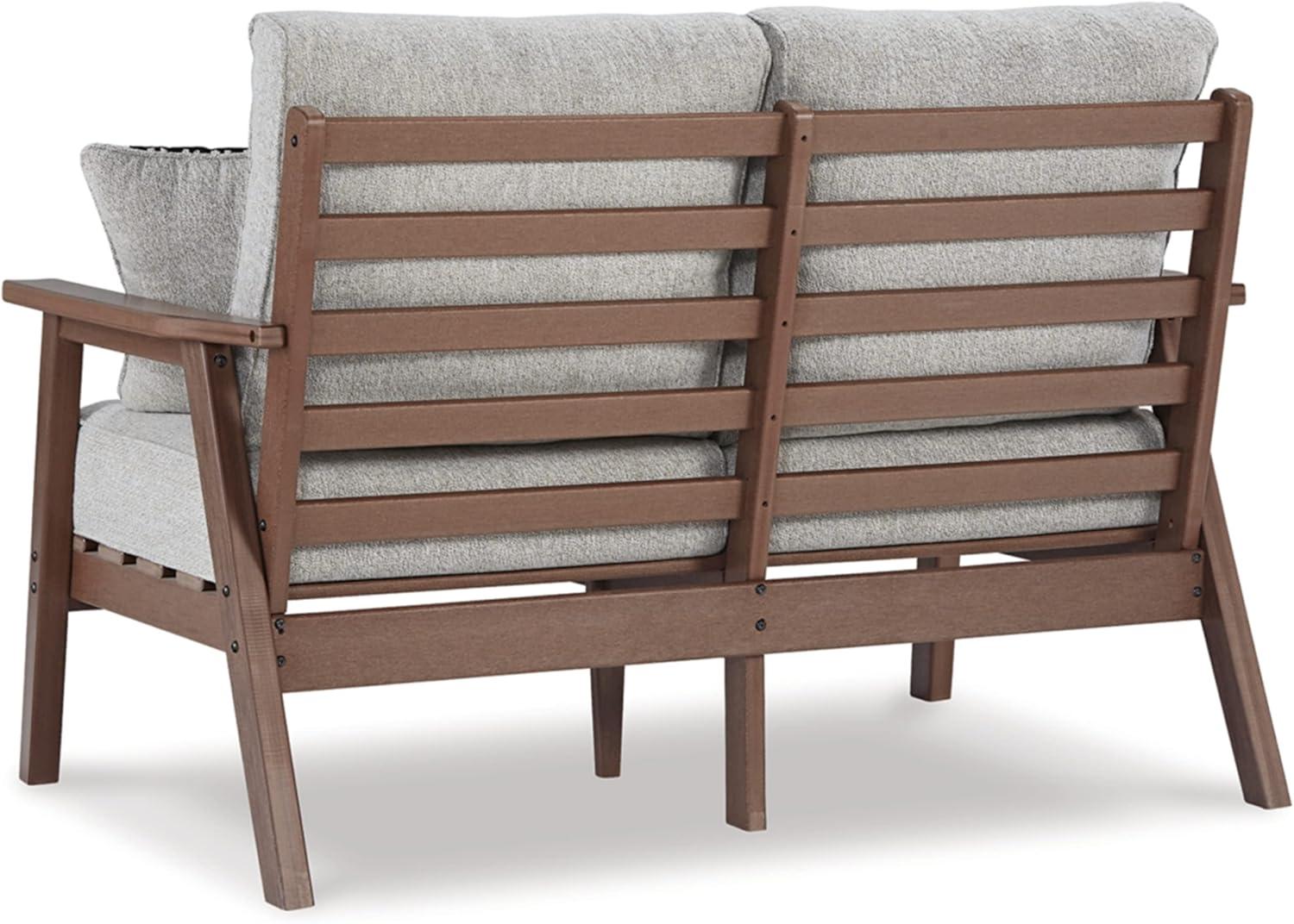 Gray Transitional Wood Frame Two-Seater Outdoor Loveseat